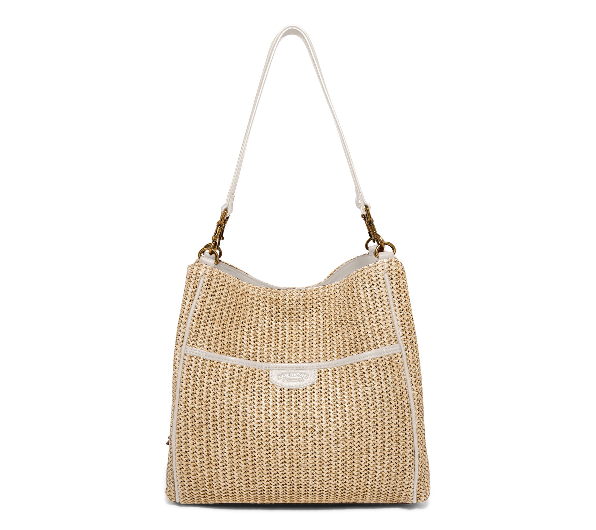 American Leather Co. Austin Triple Entry Raffia Bucket Bag