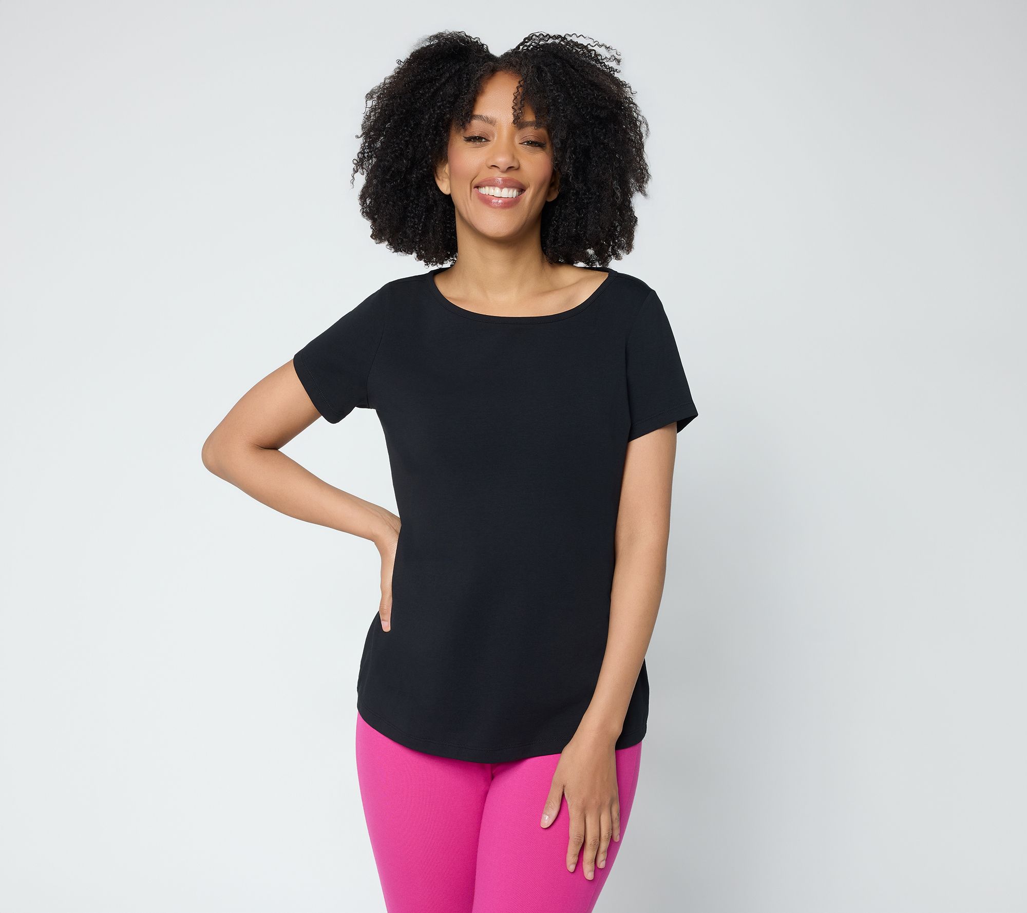 Attitudes by Renee Washed Cotton Jersey Bow Back Top