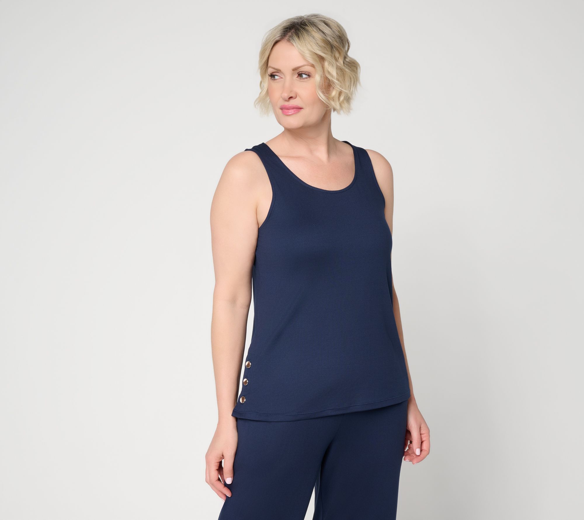 Cuddl Duds Flexwear Tank with Button Detail