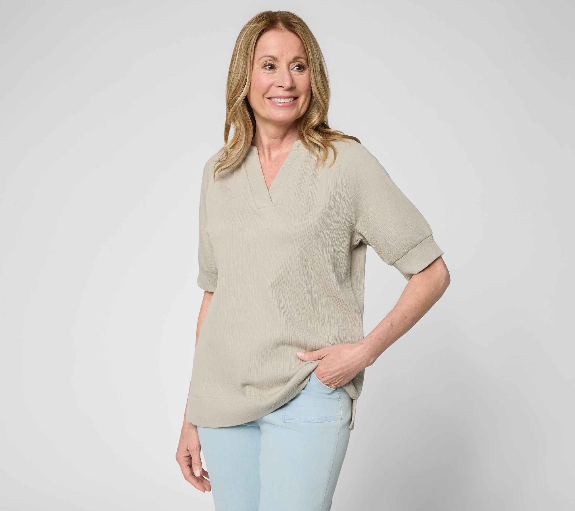 Belle by Kim Gravel Packabelle Slay the Vacay Elbow Top