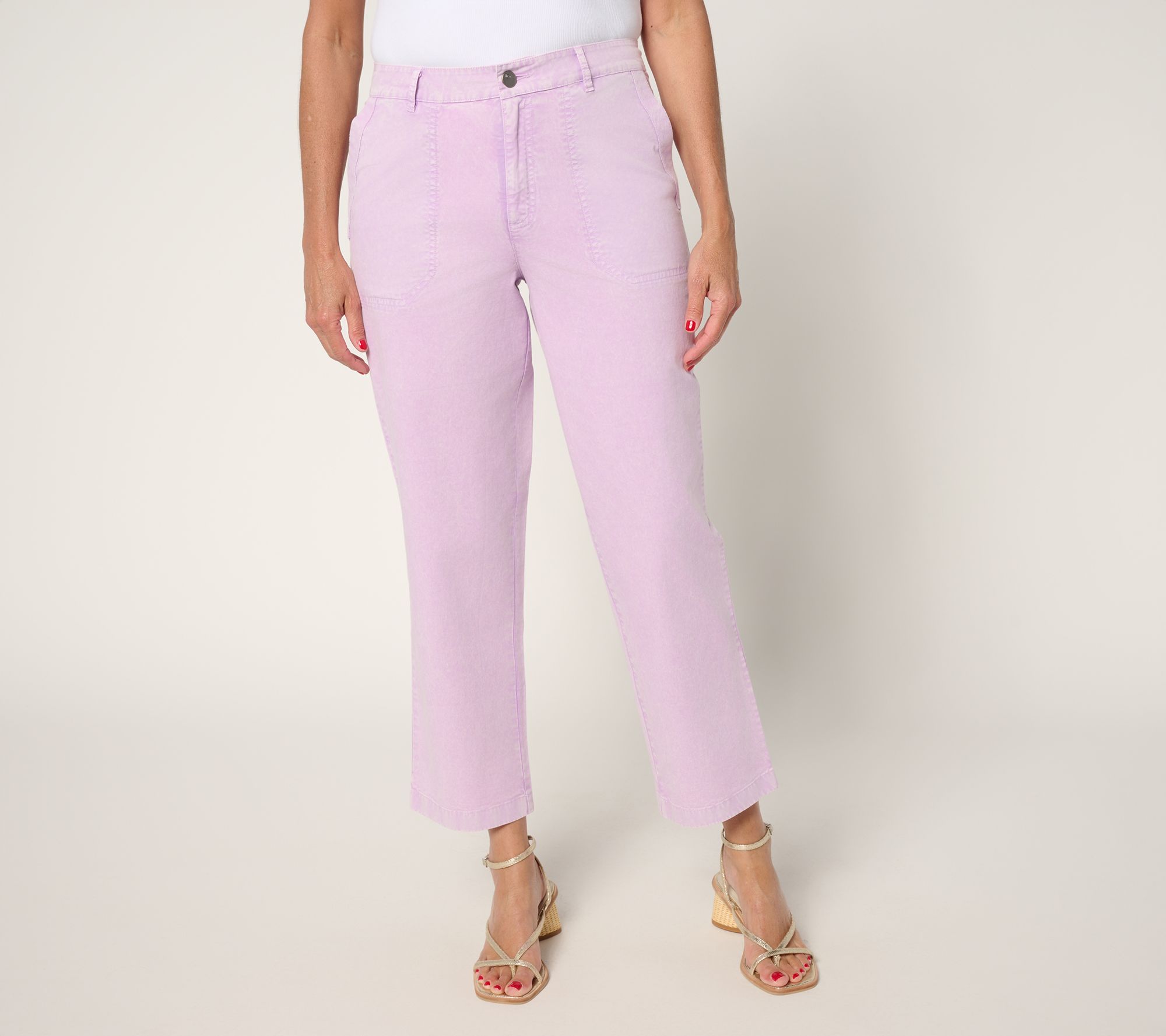 As Is LOGO by Lori Goldstein Petite Stone Wash Pants
