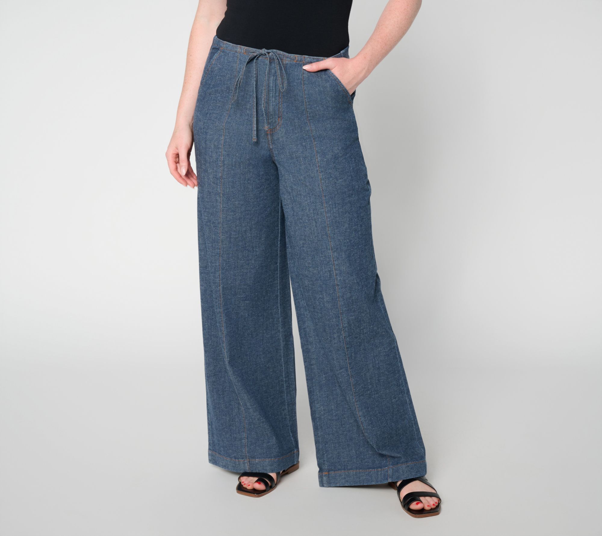 Peace Love World Regular Wide Leg Front Seam Full Leg Denim