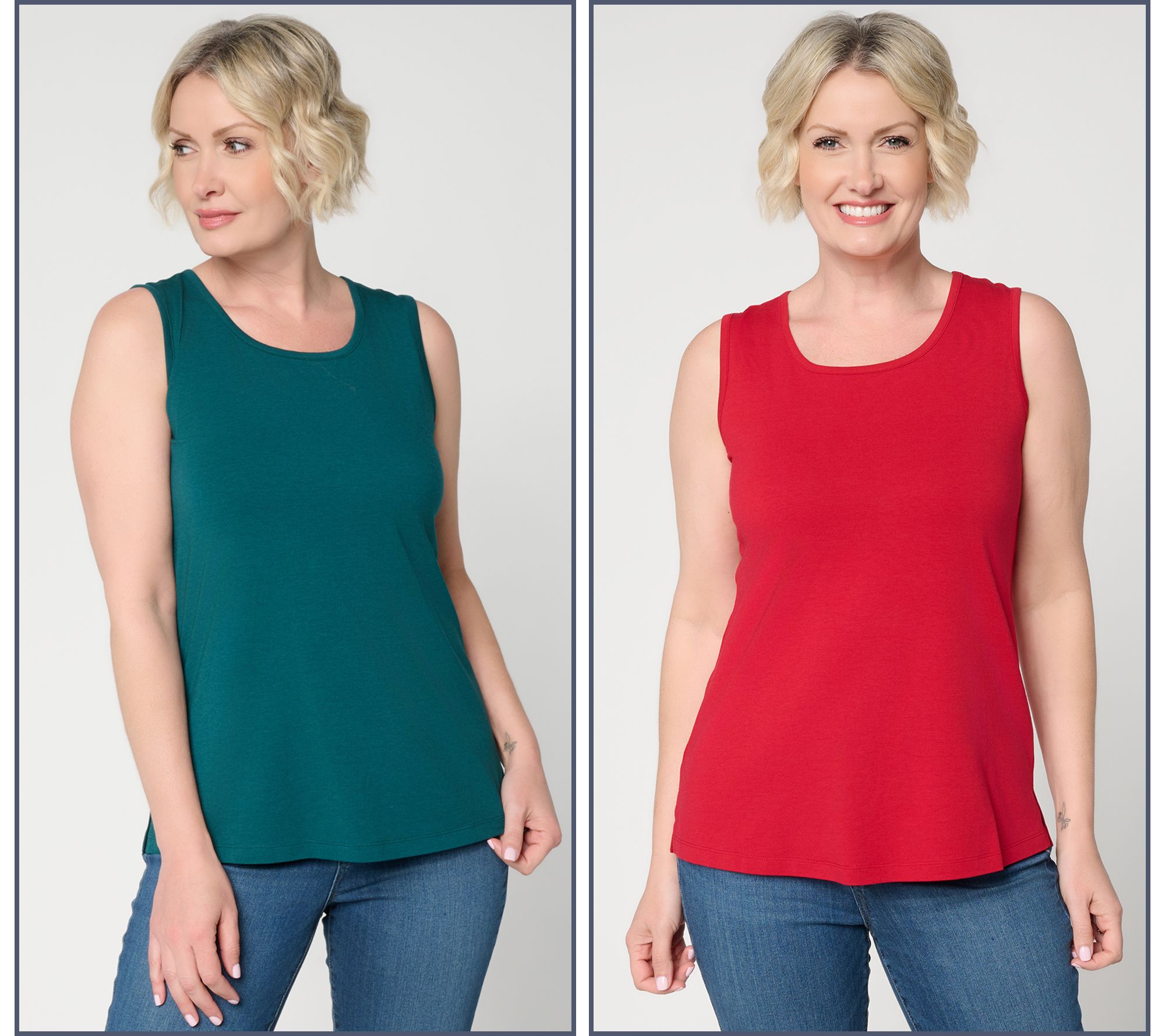 Denim & Co. Essentials Regular So Soft Jersey 2-Pack Tanks