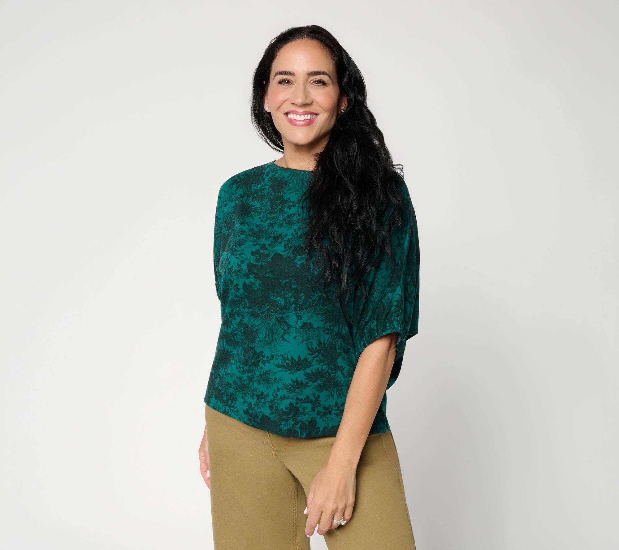Carla Rockmore Collection Toile Print Dolman Sleeve Knit Top