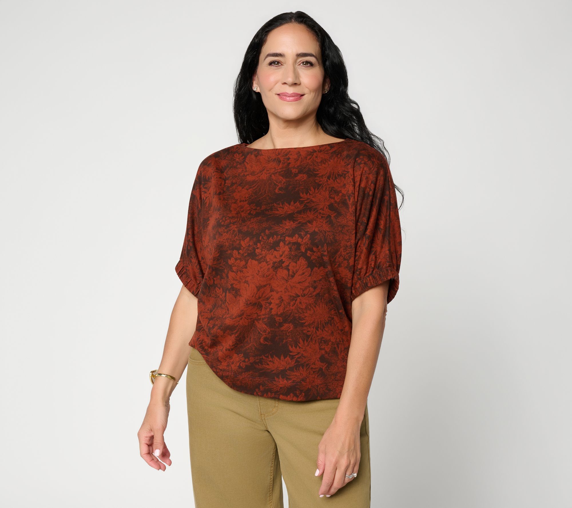 Carla Rockmore Collection Toile Print Dolman Sleeve Knit Top