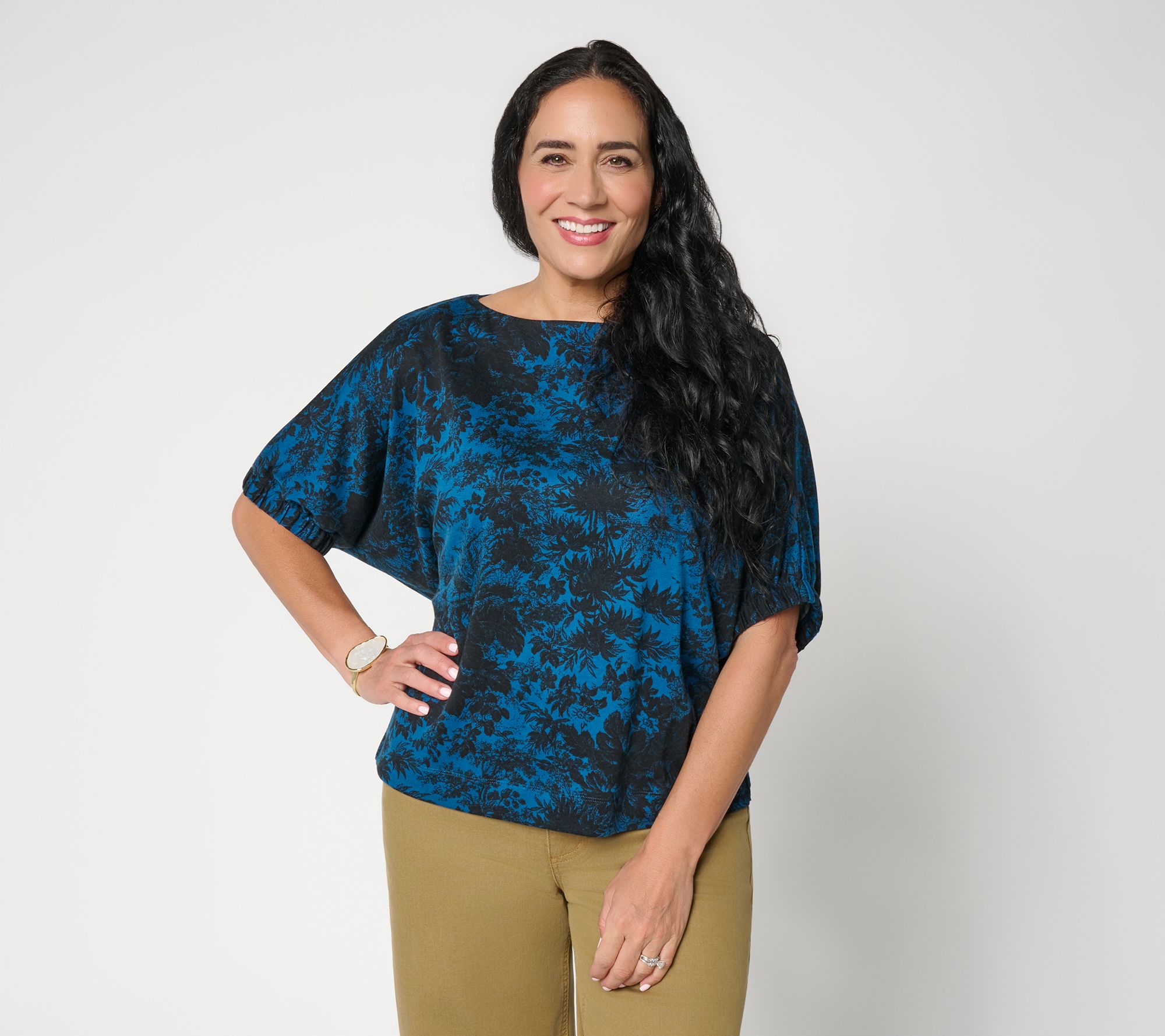Carla Rockmore Collection Toile Print Dolman Sleeve Knit Top