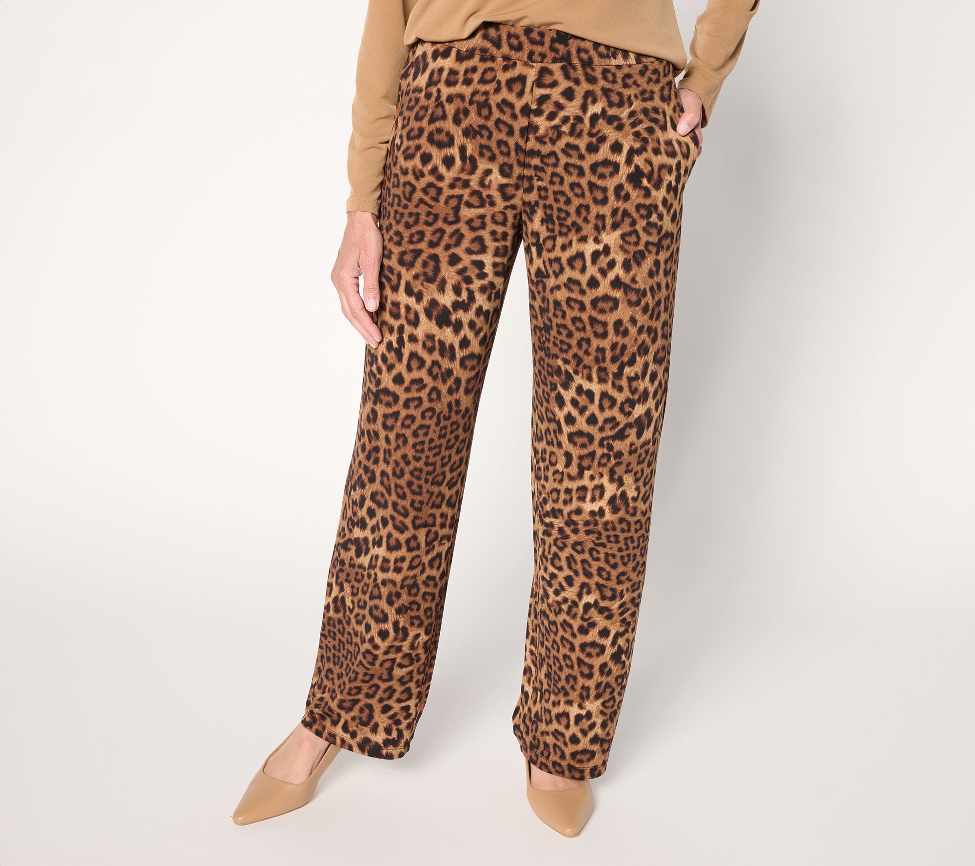 "As Is" Susan Graver Reg Printed Liquid Knit Wide Leg Pull On Pants