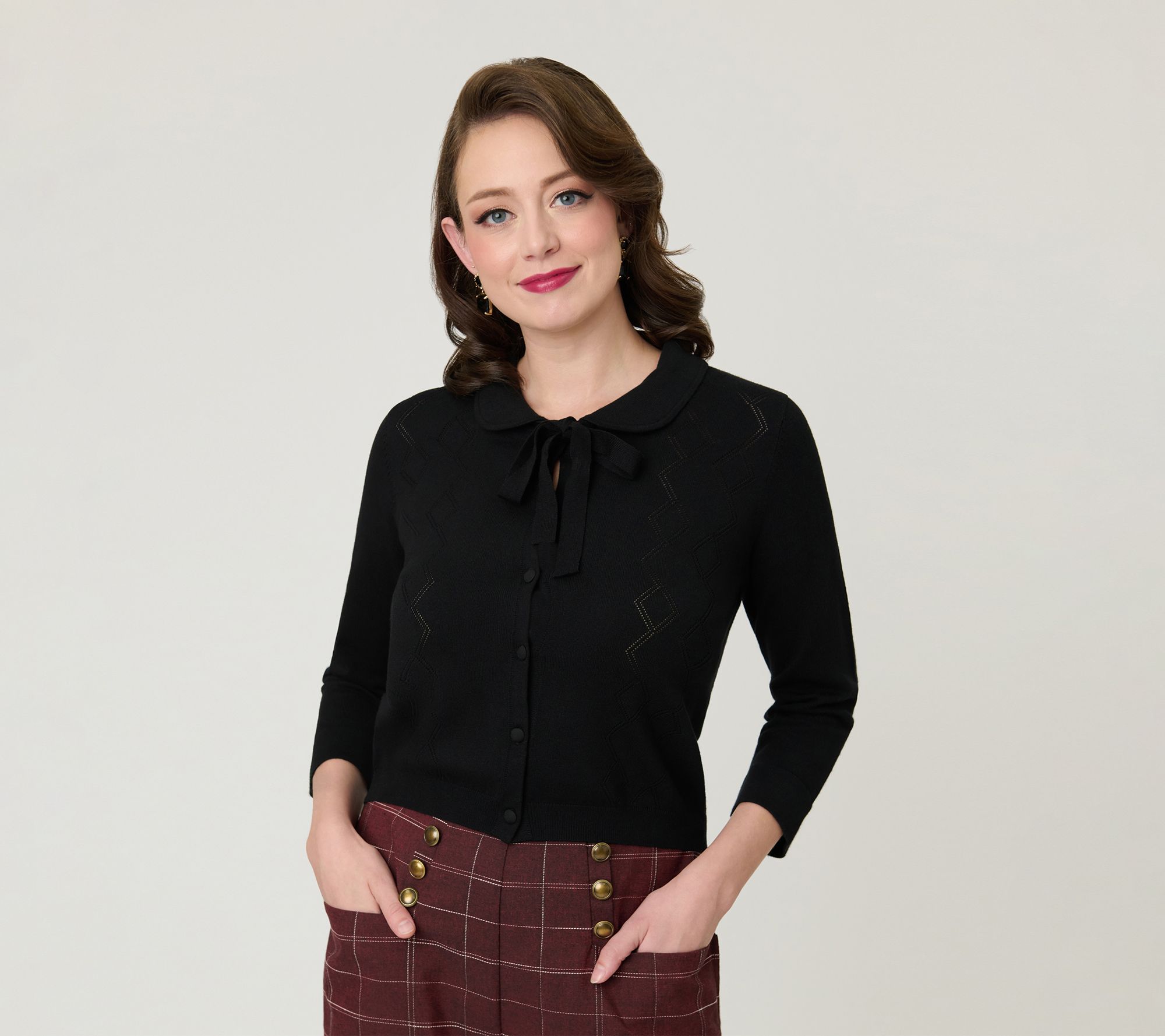 Unique Vintage Black Diamond Knit Cardigan