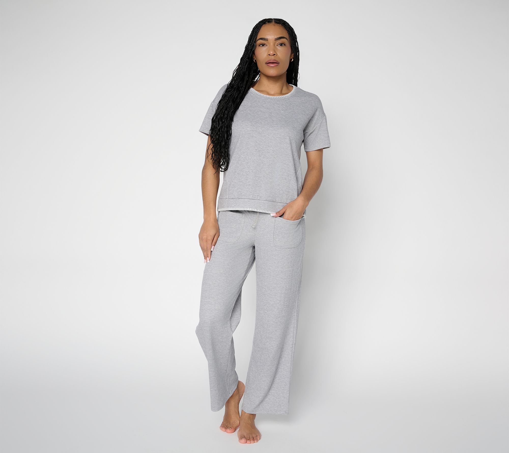 "As Is" MUK LUKS Everlasting Drop Shoulder Tee & Pant Set