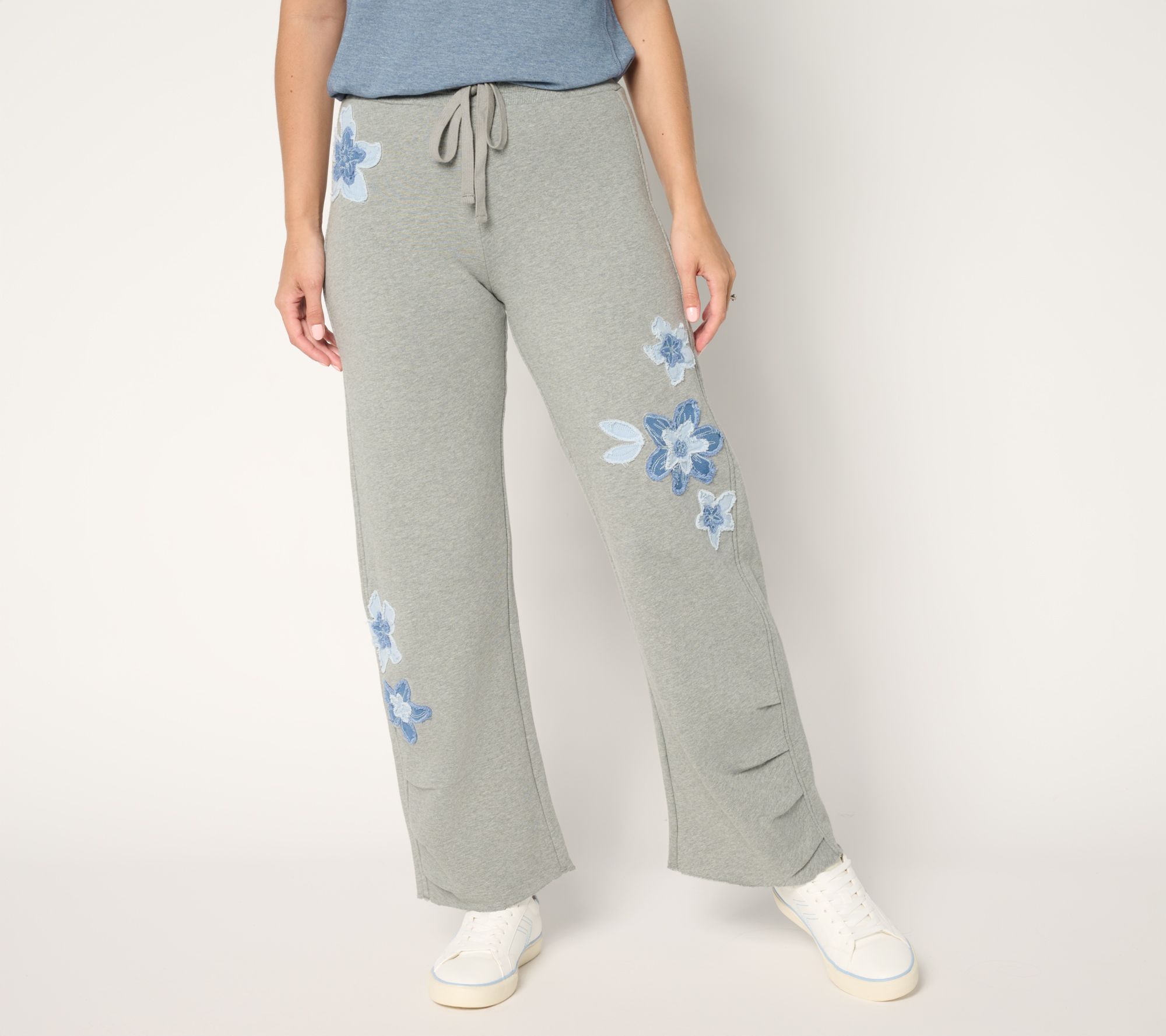 "As Is" Driftwood Jeans French Terry Gathered Pant- Steel Grey