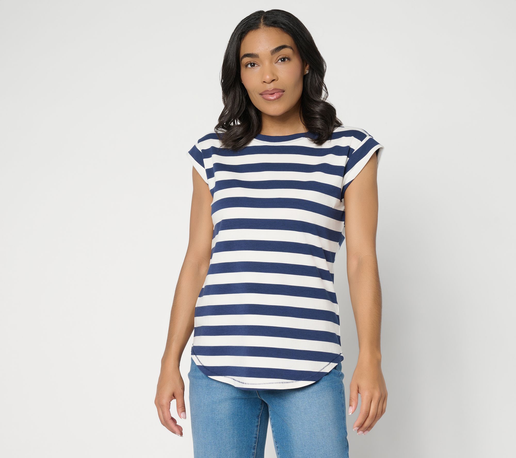 "As Is" AnyBody Cozy Knit Jersey Striped Muscle Tee