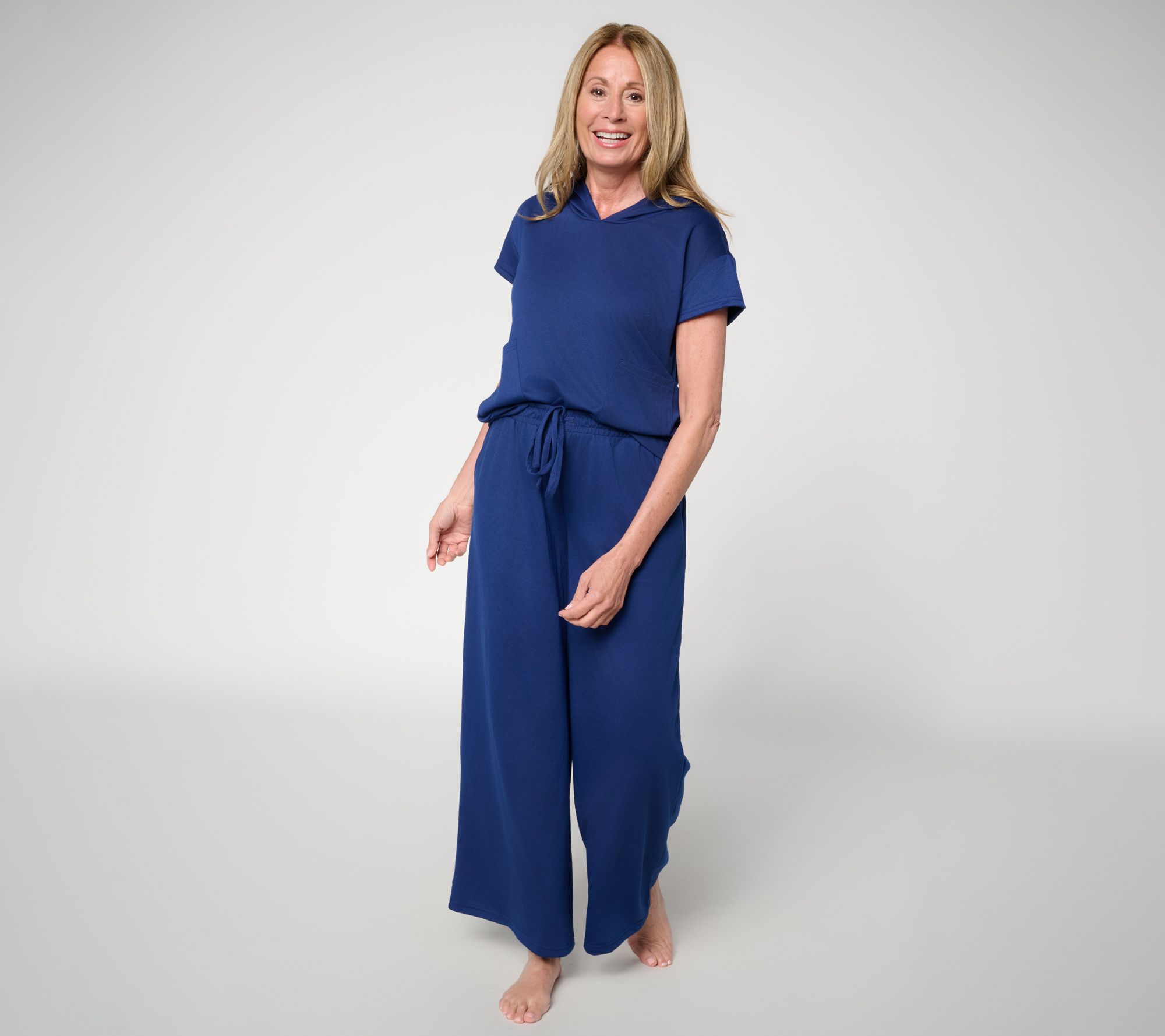 "As Is" MUK LUKs Tall French Terry Hooded Top & Wide Leg Lounge
