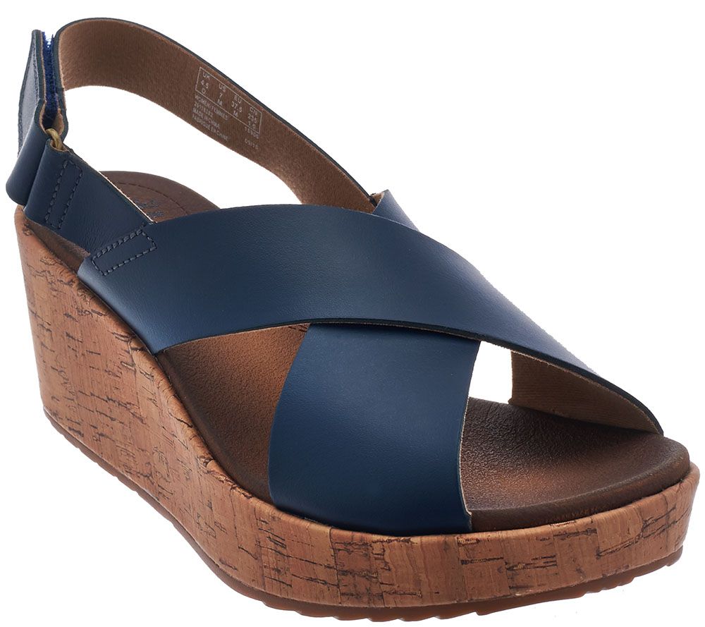 clarks leather wedges