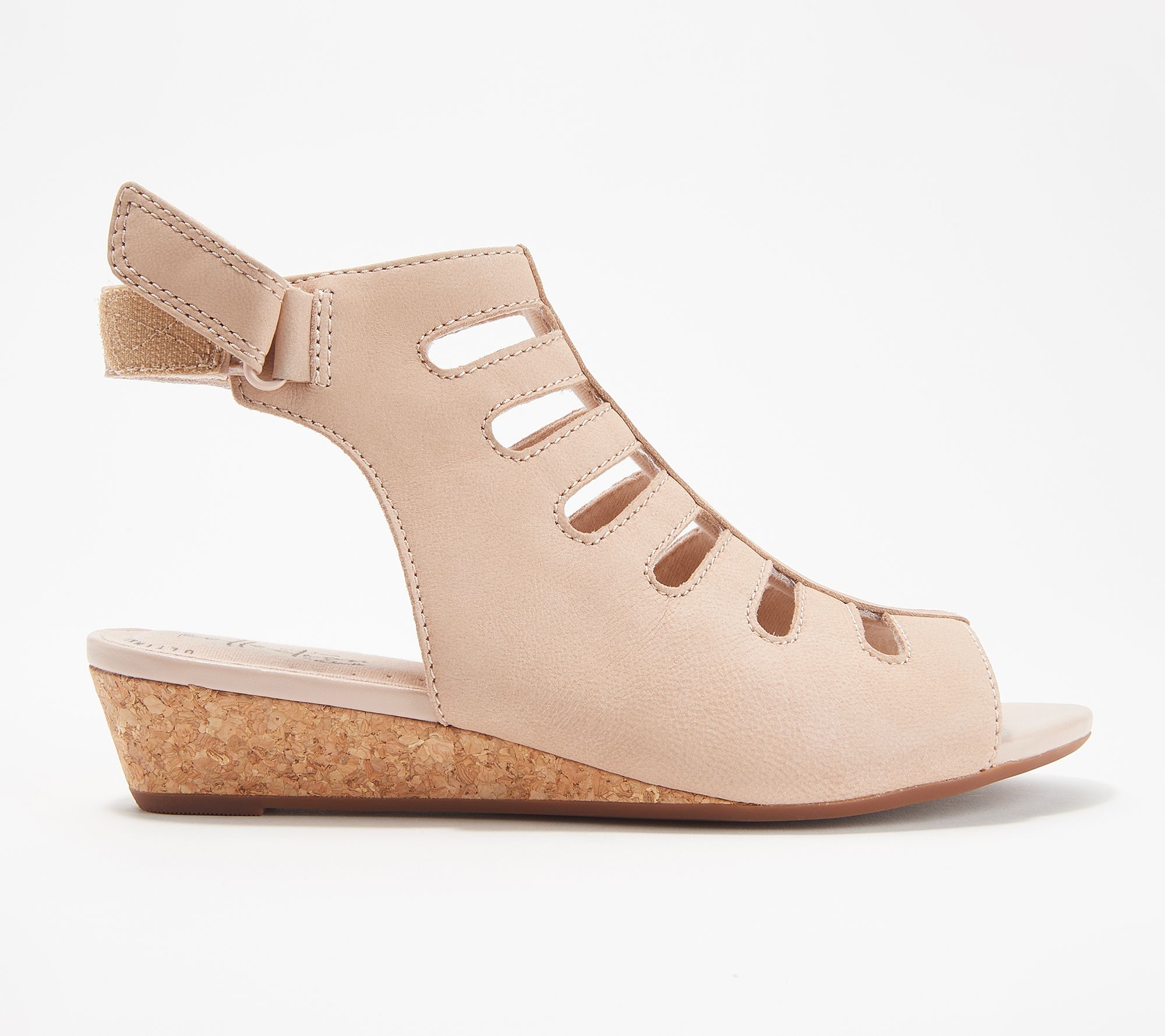Clarks Collection Leather Cutout Wedge Sandals - Abigail Sing - QVC.com