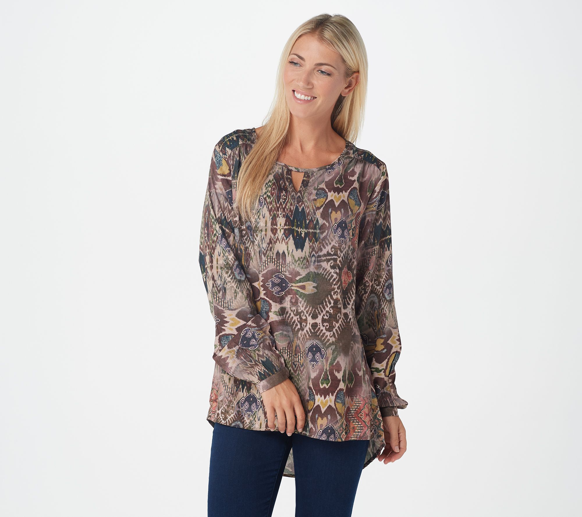 Tolani Collection Printed Woven Long-Sleeve Top - A354821