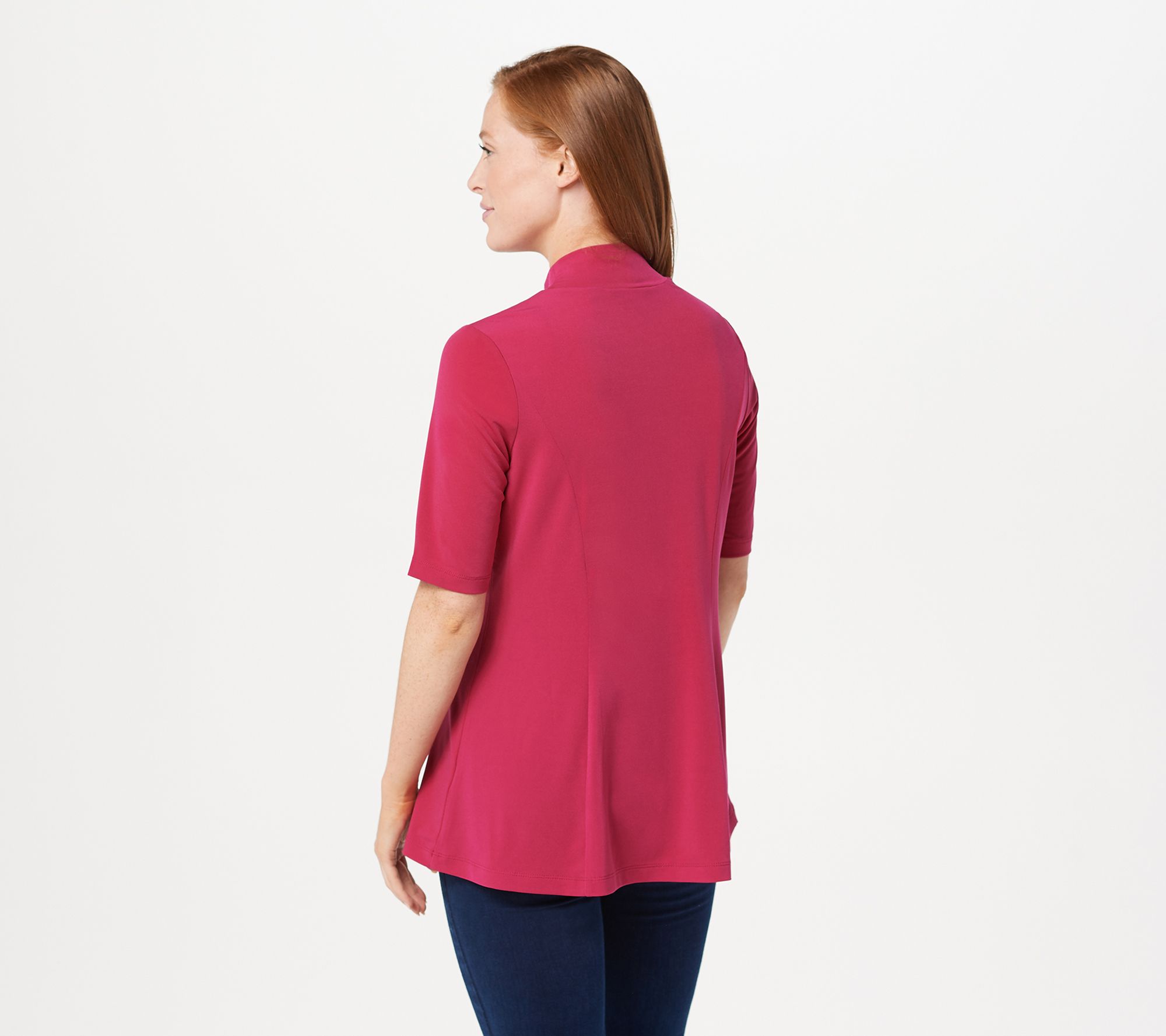 Every Day by Susan Graver Liquid Knit Elbow Sleeve Mock Neck Top - QVC.com