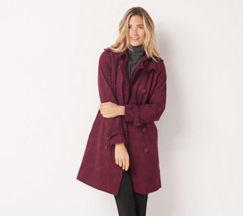 Linea by Louis Dell'Olio Faux-Suede Double-Breasted Trench Coat - A370421