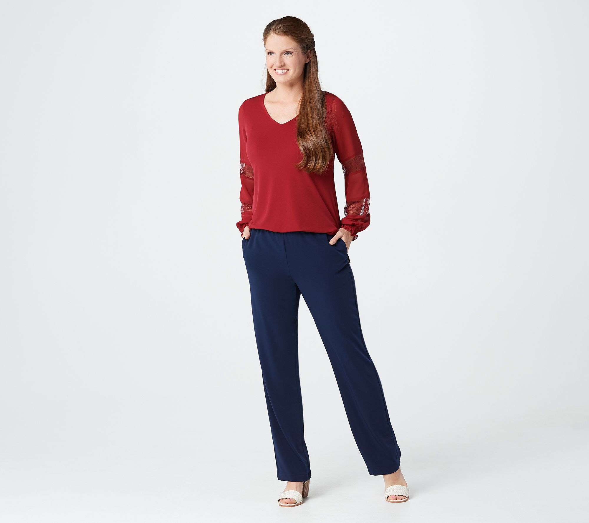 "As Is" Susan Graver Regular Woven Essentials PullOn Pants