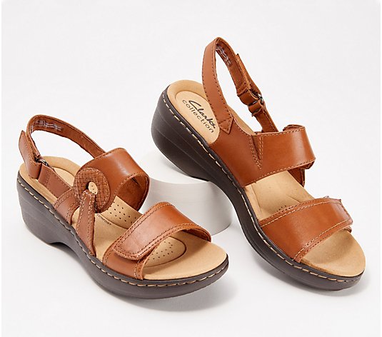 Clarks Collection Adjustable Leather Sandals - Merliah Opal
