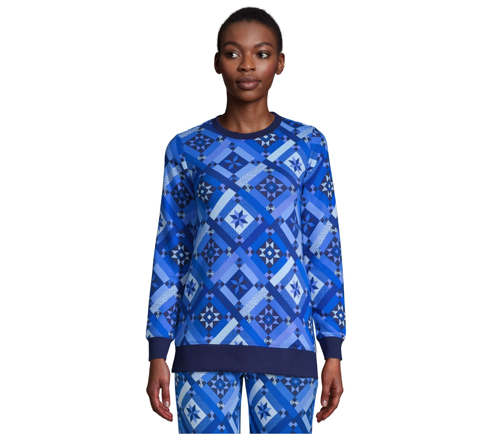 women's serious sweats crewneck long sleeve sweatshirt tunic