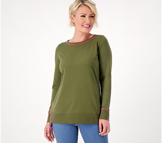 Belle by Kim Gravel French Terry Top w/Contrast Zipper - QVC.com