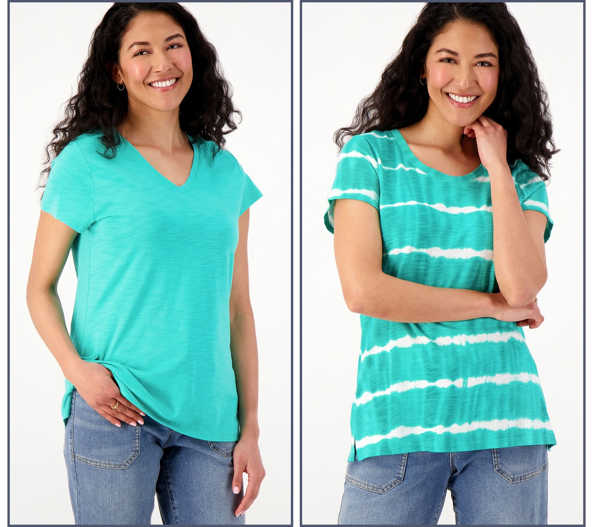 Belle Beach by Kim Gravel Tie-Dye Stripe & Solid Knit Tops