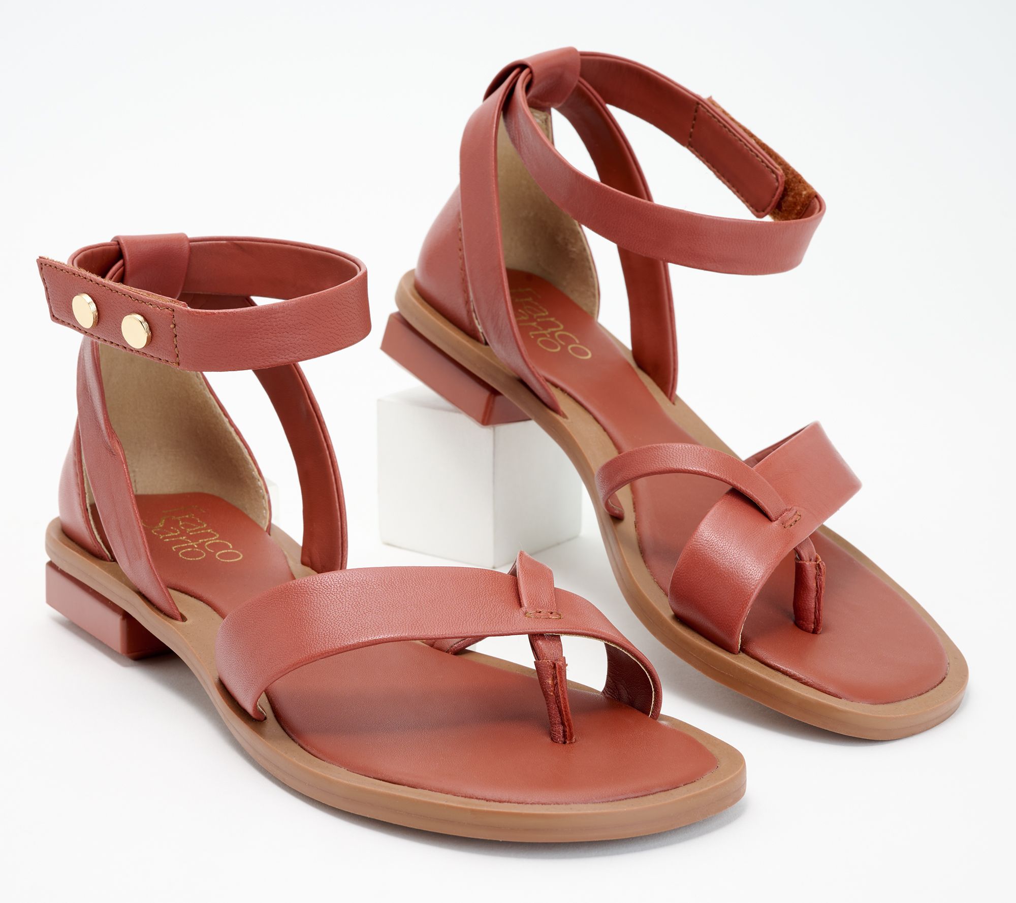 Franco Sarto Adjustable Leather Sandals - Parker - QVC.com