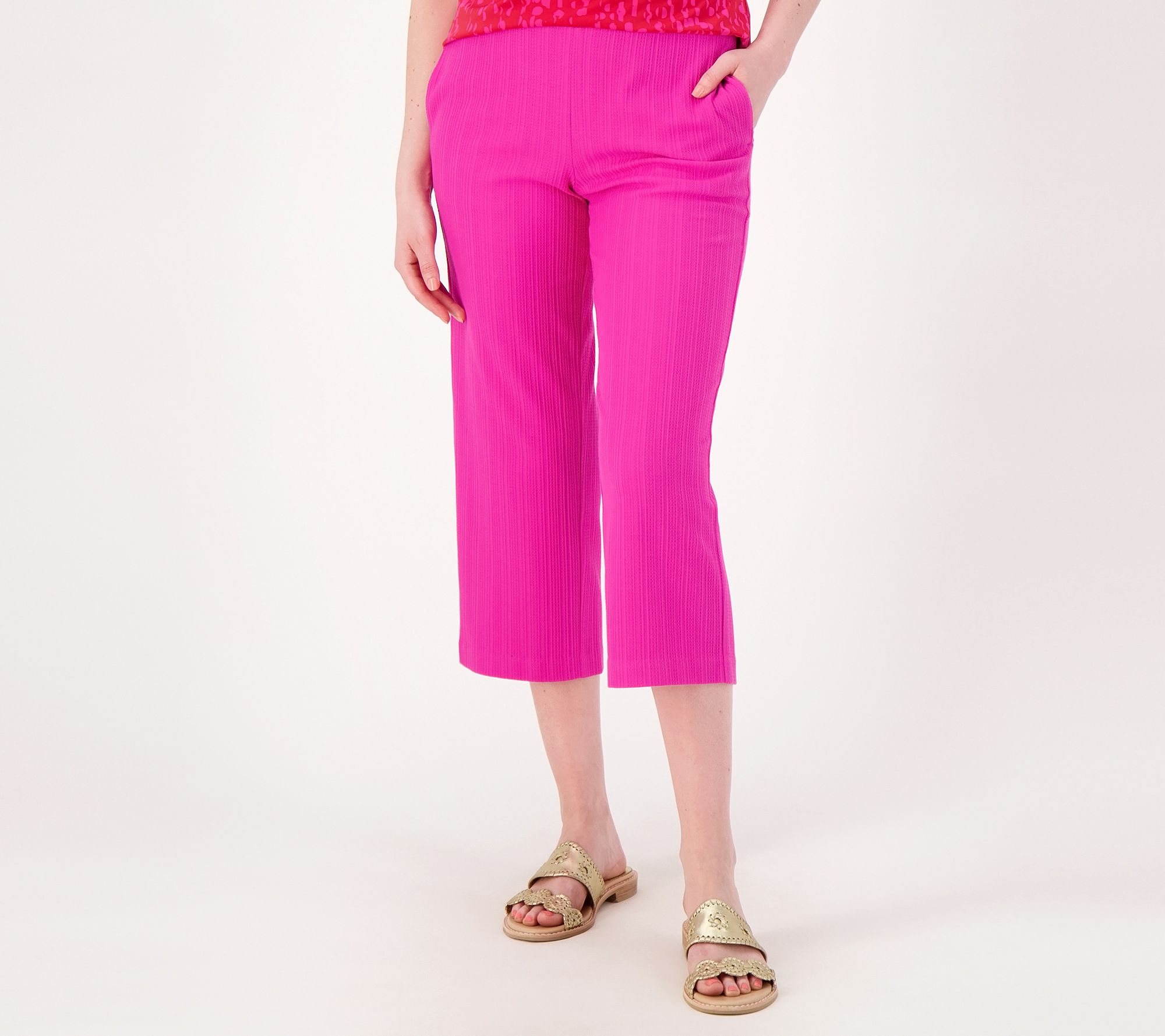 Isaac Mizrahi Live! Petite Textured Knit Crop Pants - QVC.com