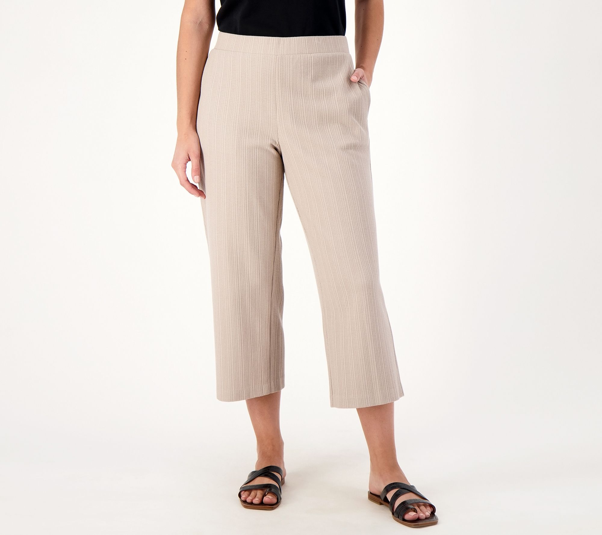 Isaac Mizrahi Live! Petite Textured Knit Crop Pants