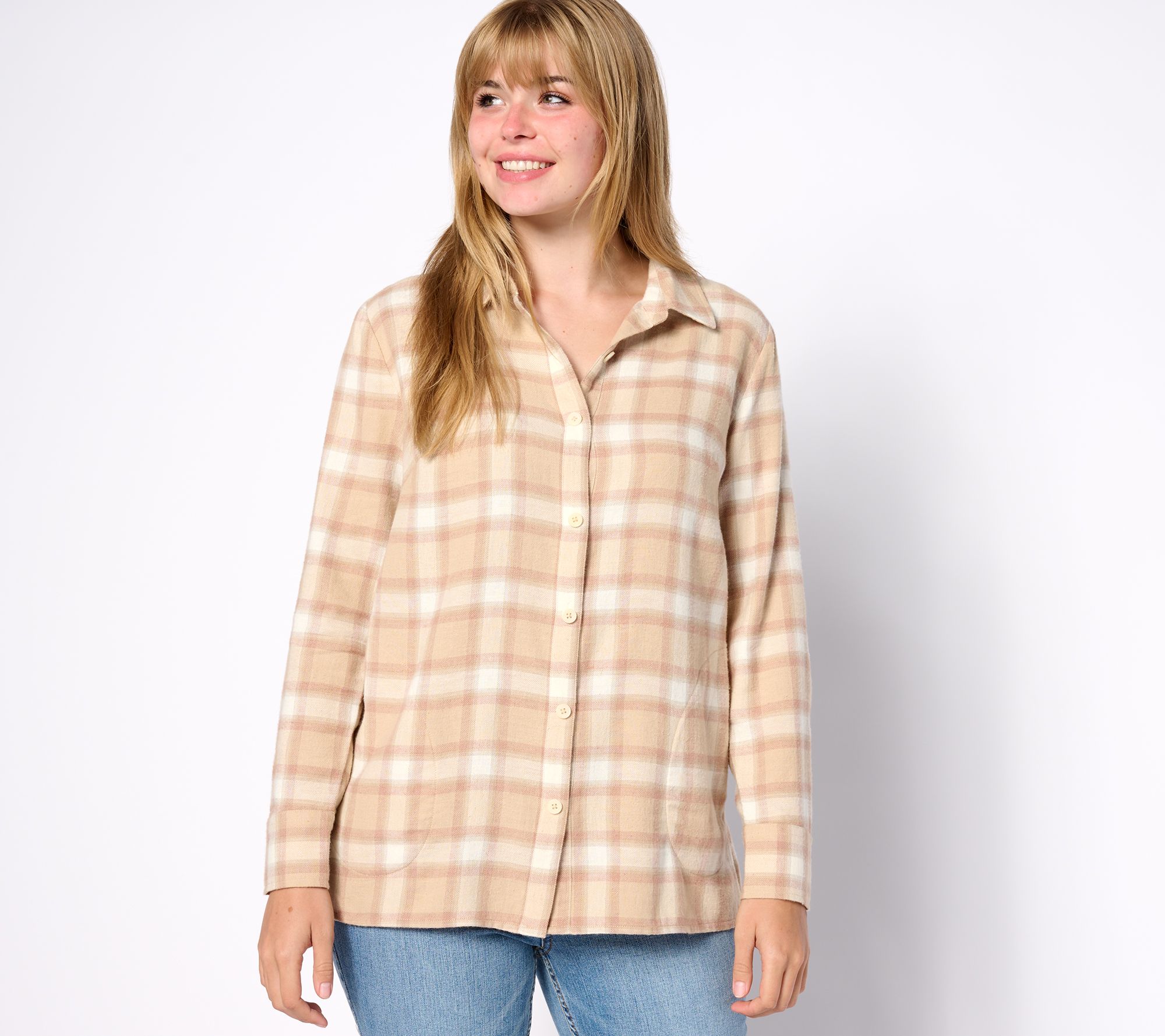 Denim & Co. Adaptive Heritage Plaid Button Front Tunic