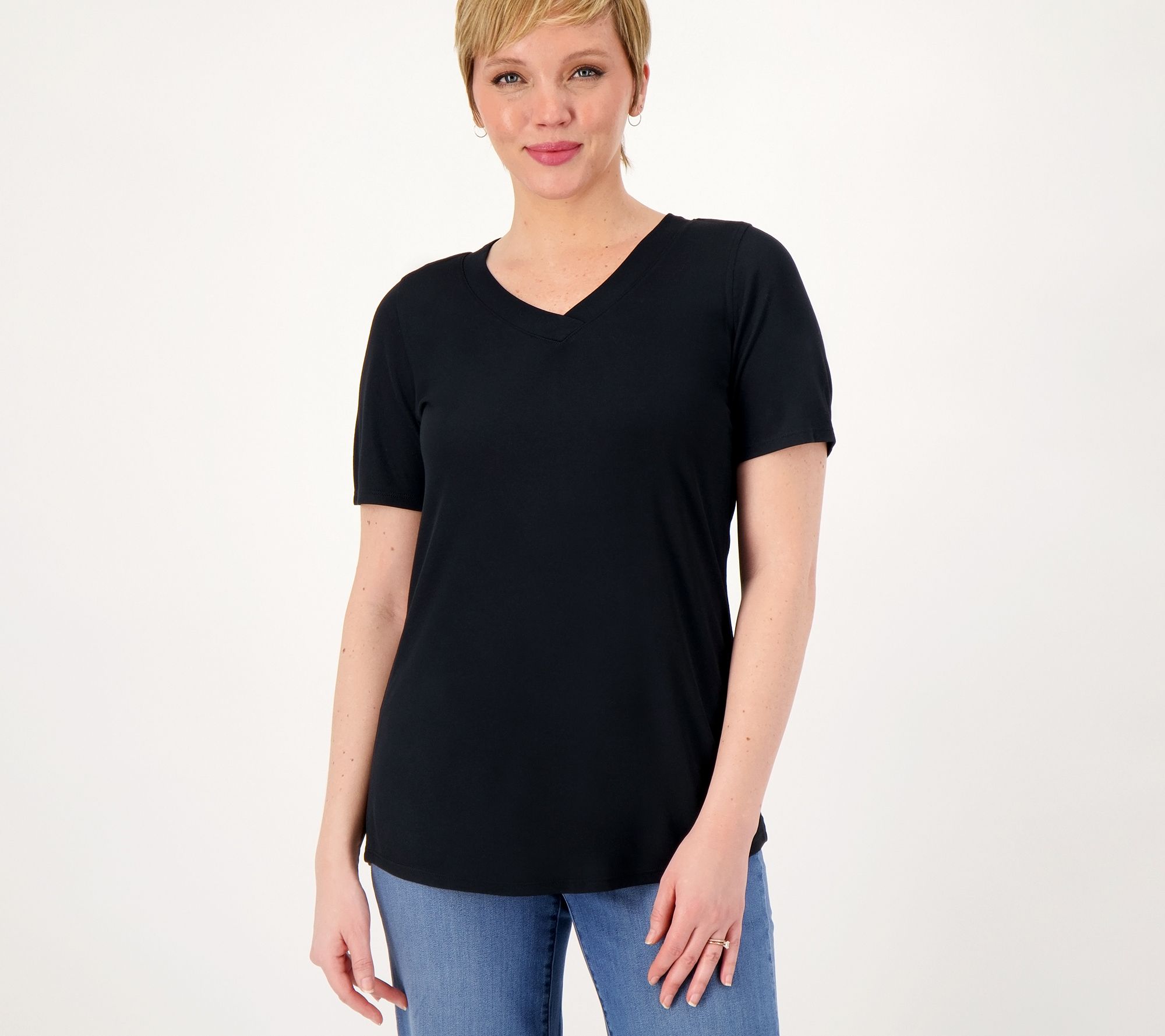 "As Is" Belle Body by Kim Gravel Short Sleeve V-Neck Top