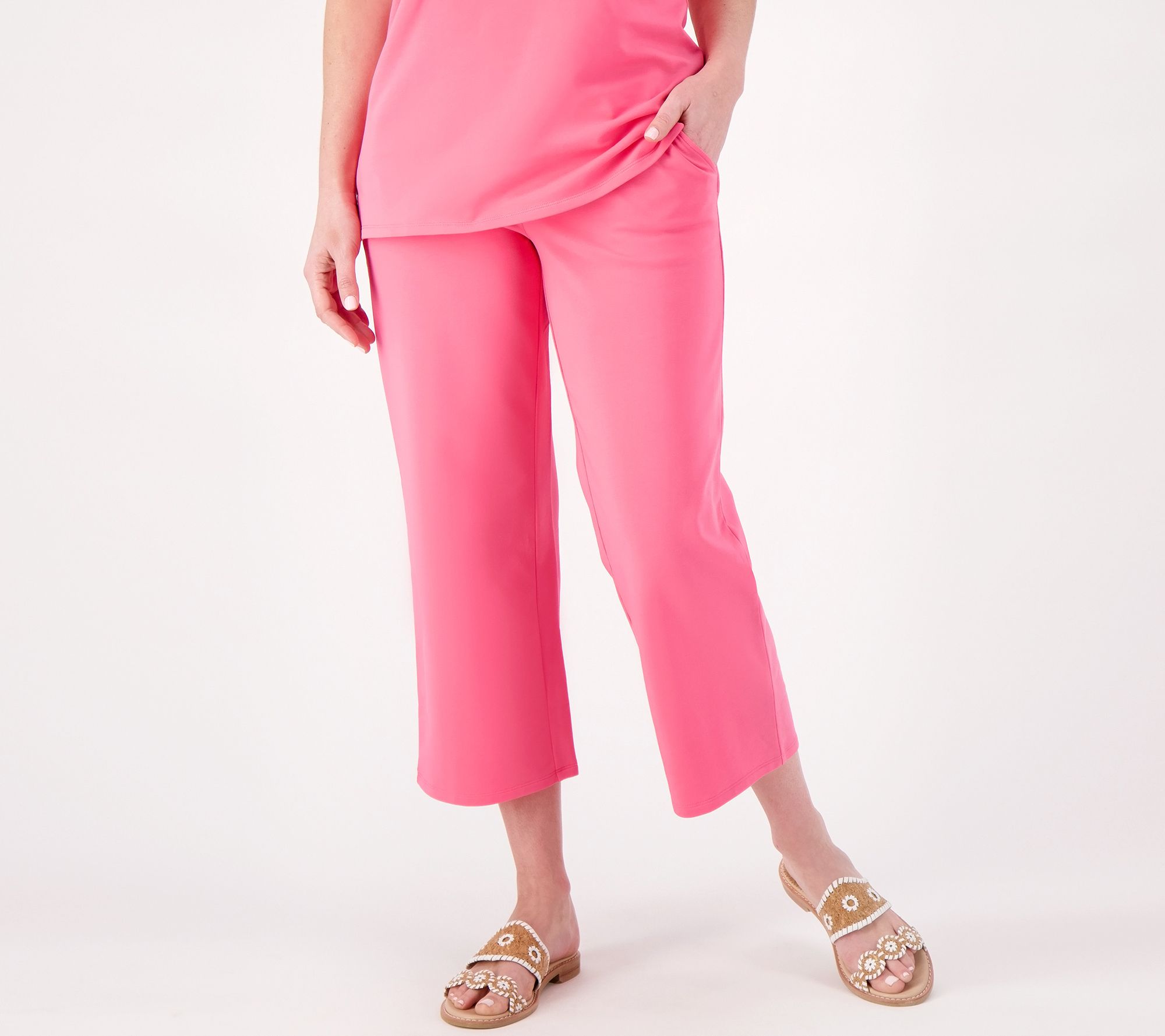 "As Is" Belle Beach by Kim Gravel Reg French Terry Crop Pants
