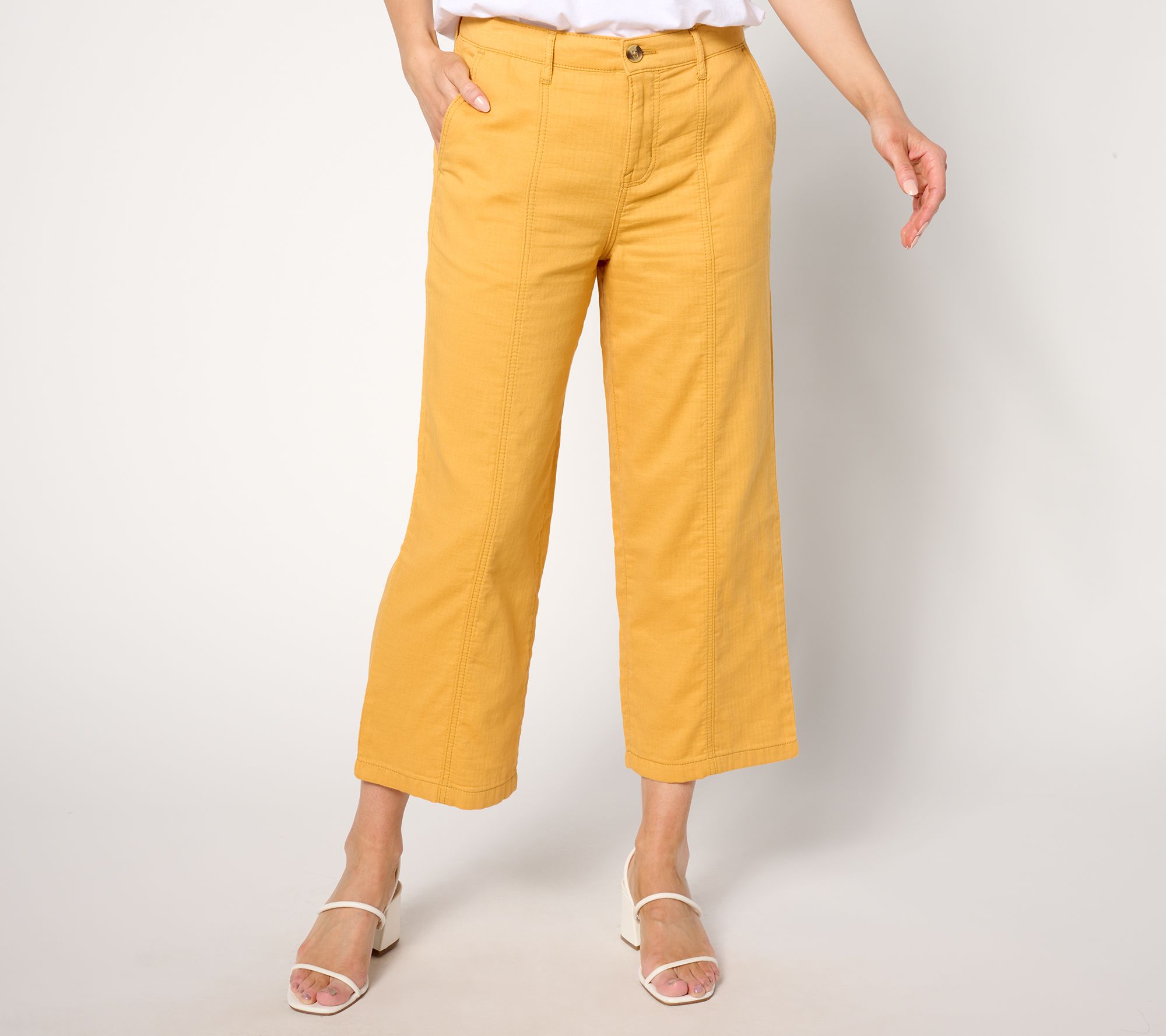 LOGO by Lori Goldstein Petite Cotton Gauze Crop Pant