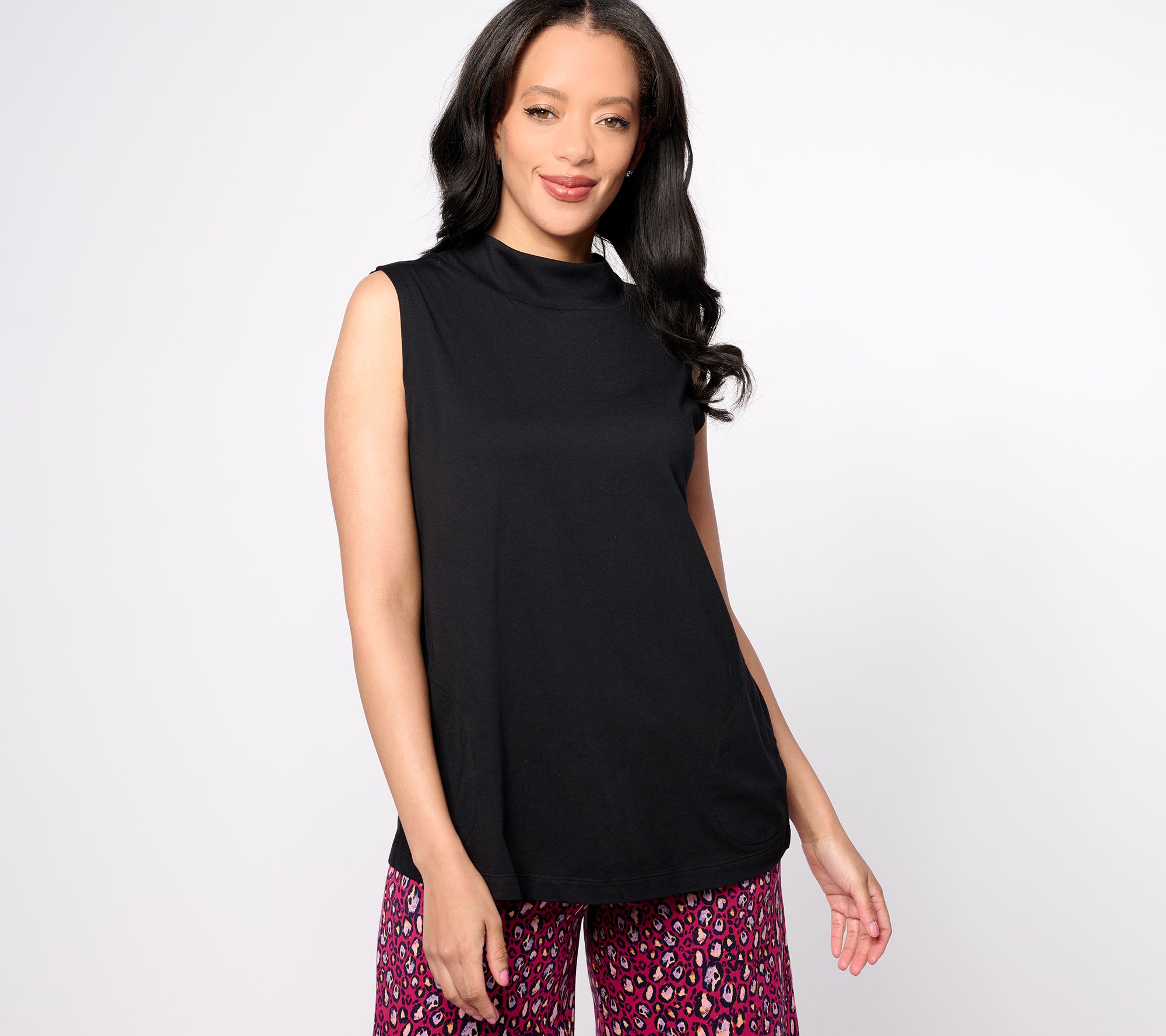LOGO by Lori Goldstein Sleeveless Knit Mock Neck Top