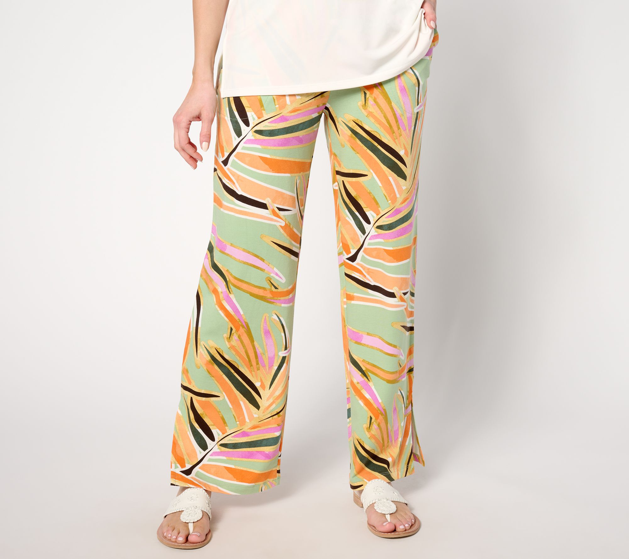 Denim & Co. Beach Regular Printed Jersey Wide Leg Pant