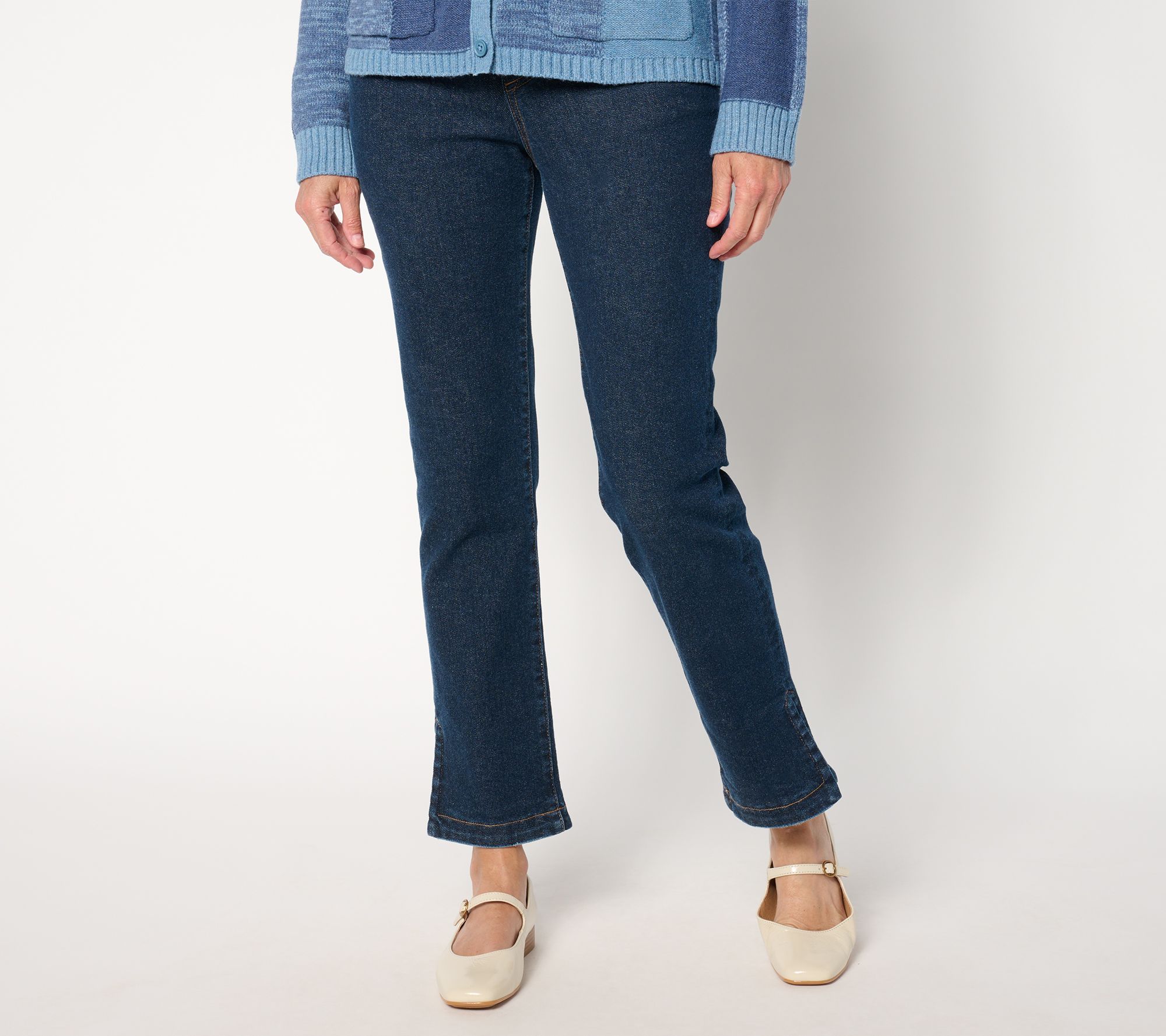 LOGO by Lori Goldstein Petite Pull-On Ankle Length Denim Pants