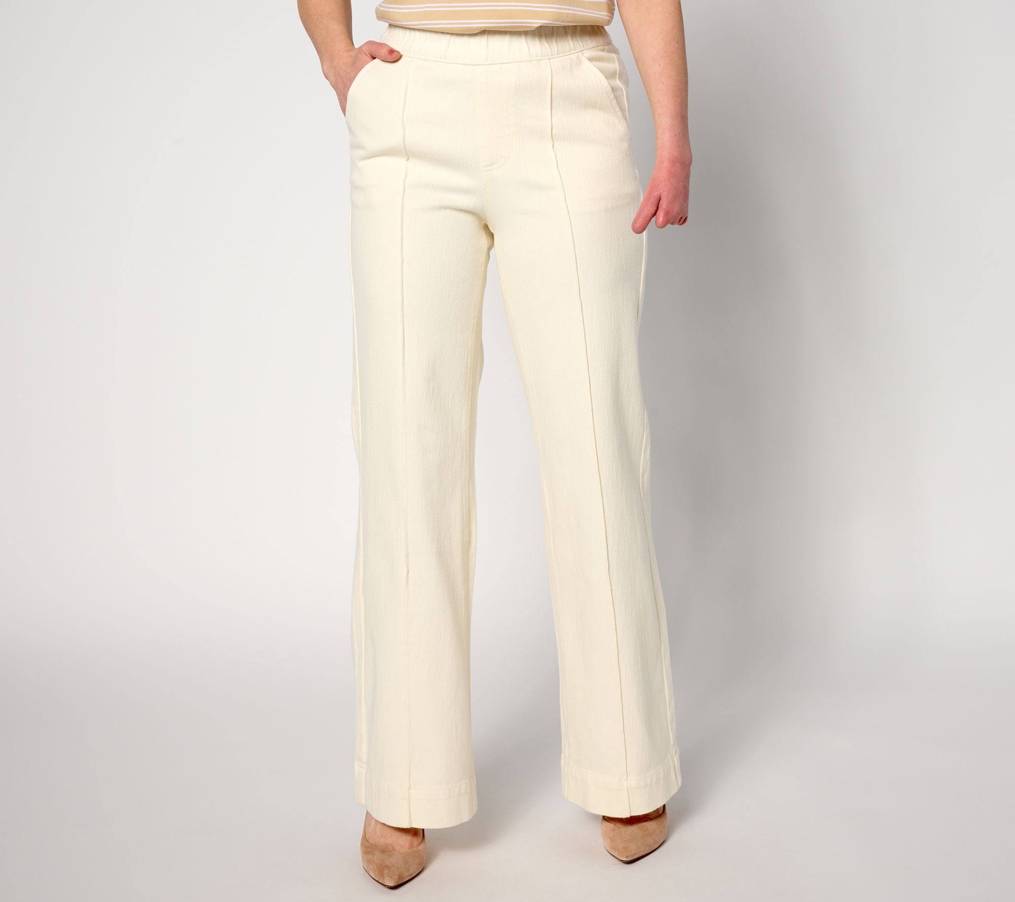 "As Is" Isaac Mizrahi Live! Tall Knit Denim Trouser Jean w/ Seam Detail