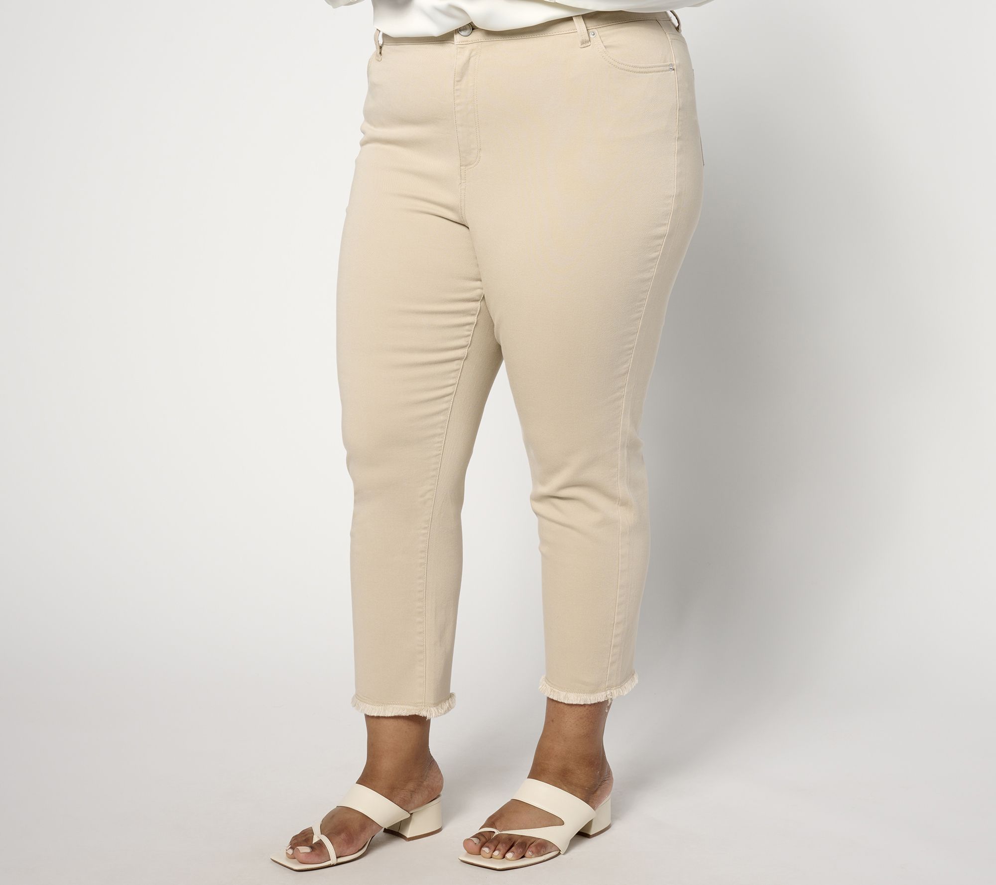 "As Is" Dennis Basso Regular Color Denim Slim Fit Crop Jeans