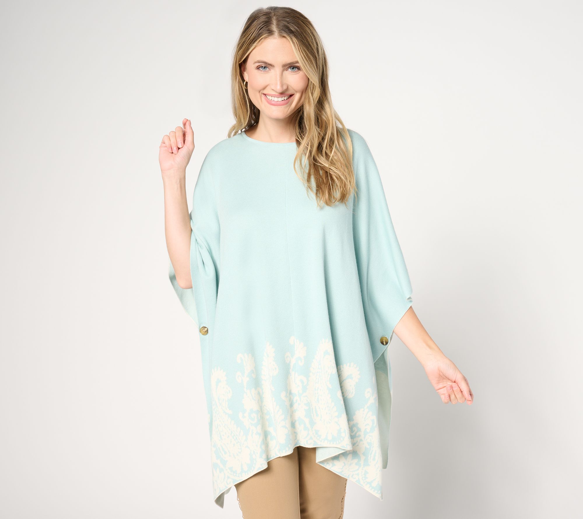 BEAUTIFUL by Lawrence Zarian Novelty Poncho Sweater
