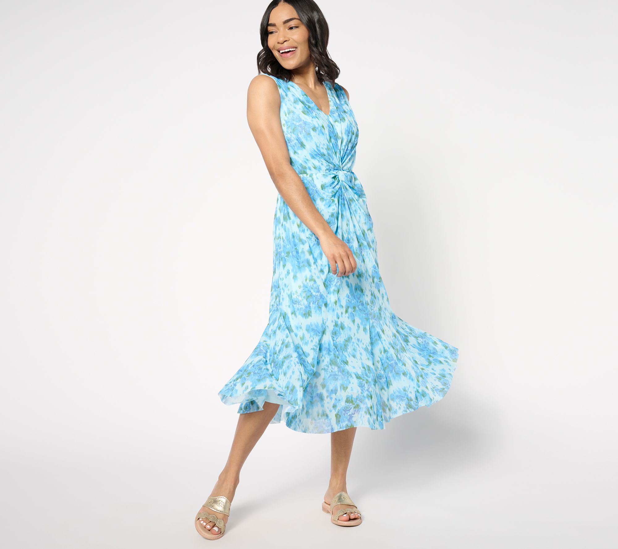 "As Is" Isaac Mizrahi Live! Tall Always Isaac Twist Midi Dress