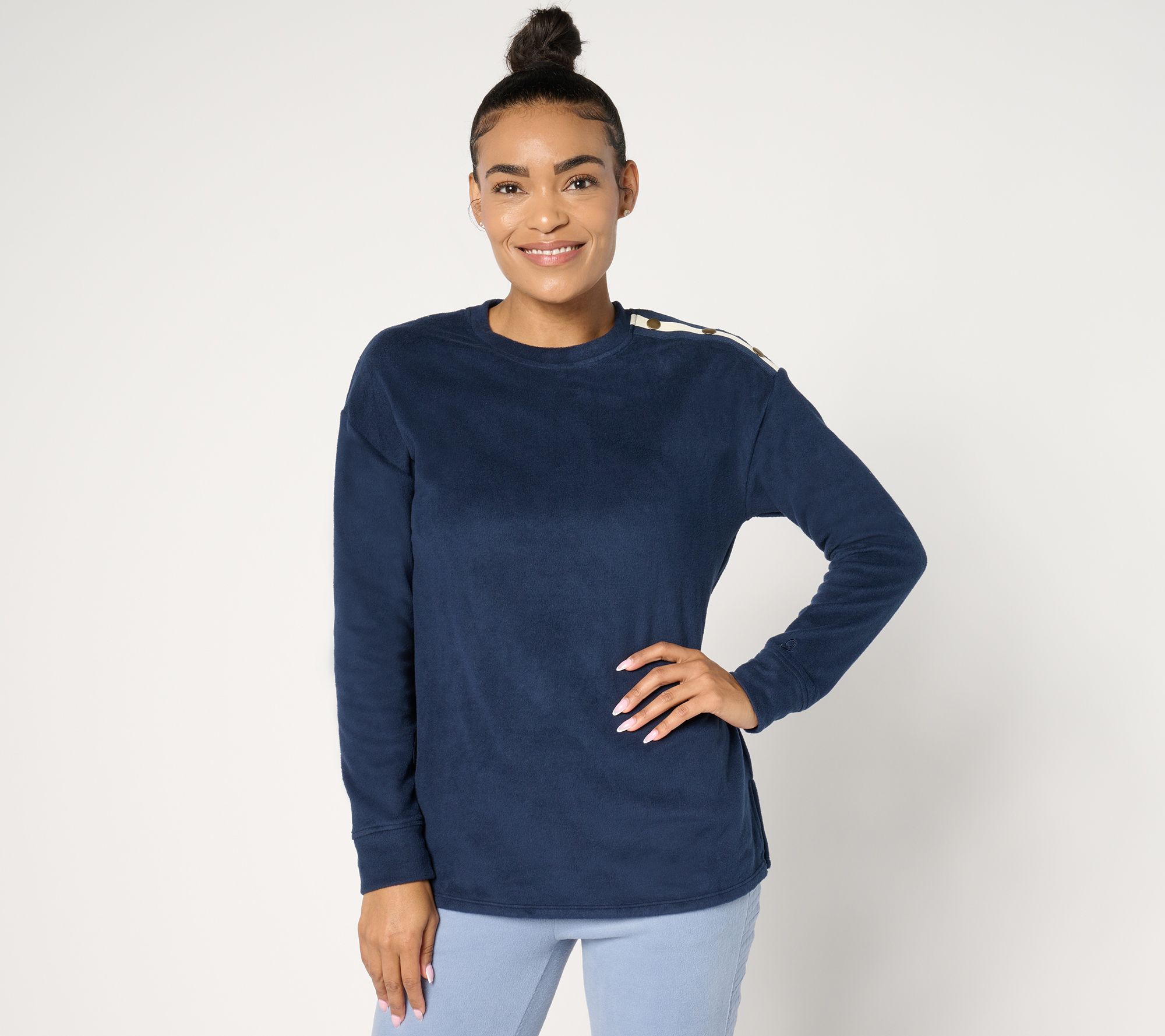 Cuddl Duds Fleecewear with Stretch Crewneck Pullover