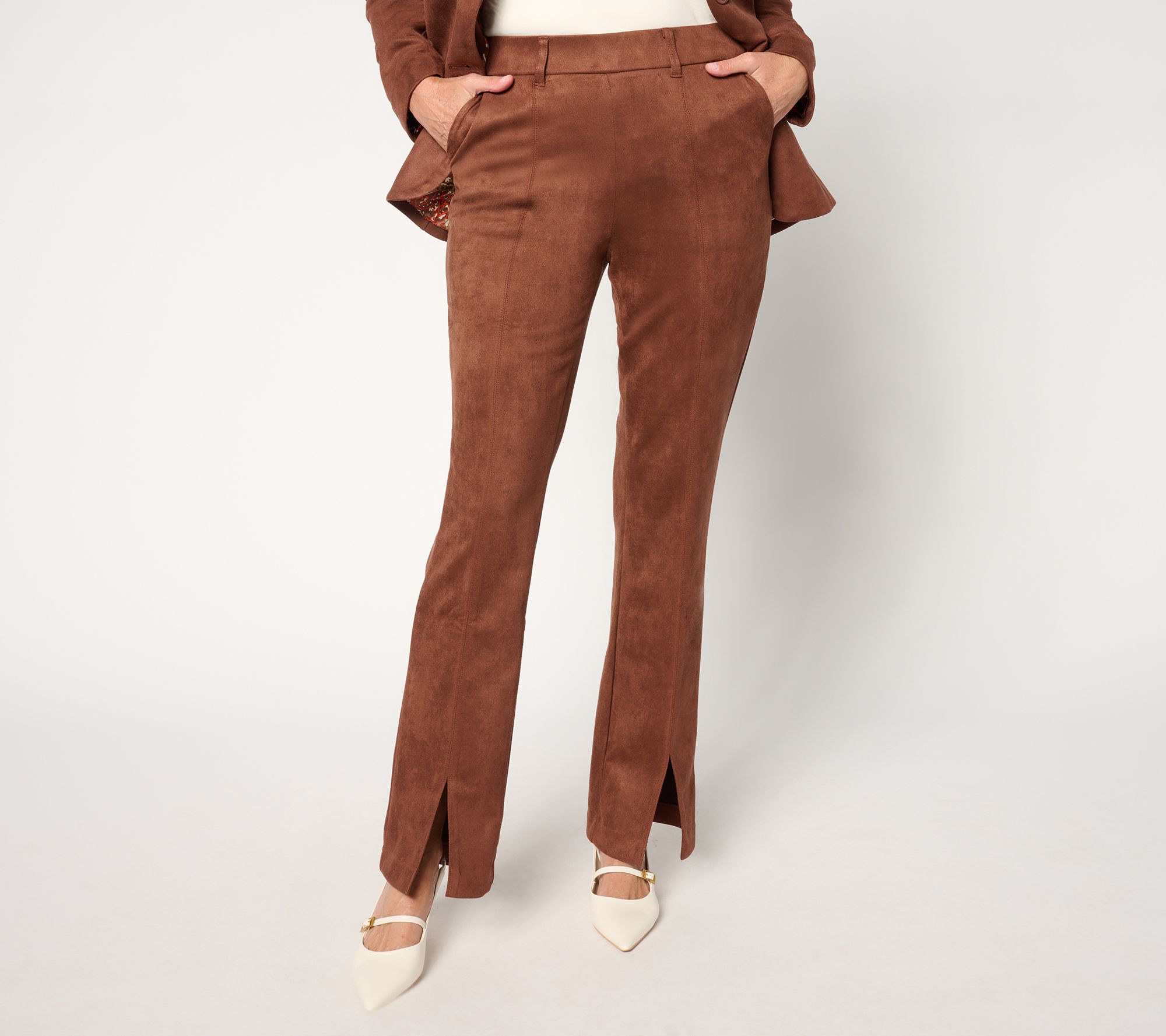 Isaac Mizrahi Live! Tall Estate Stretch Faux Suede Bootcut Pants