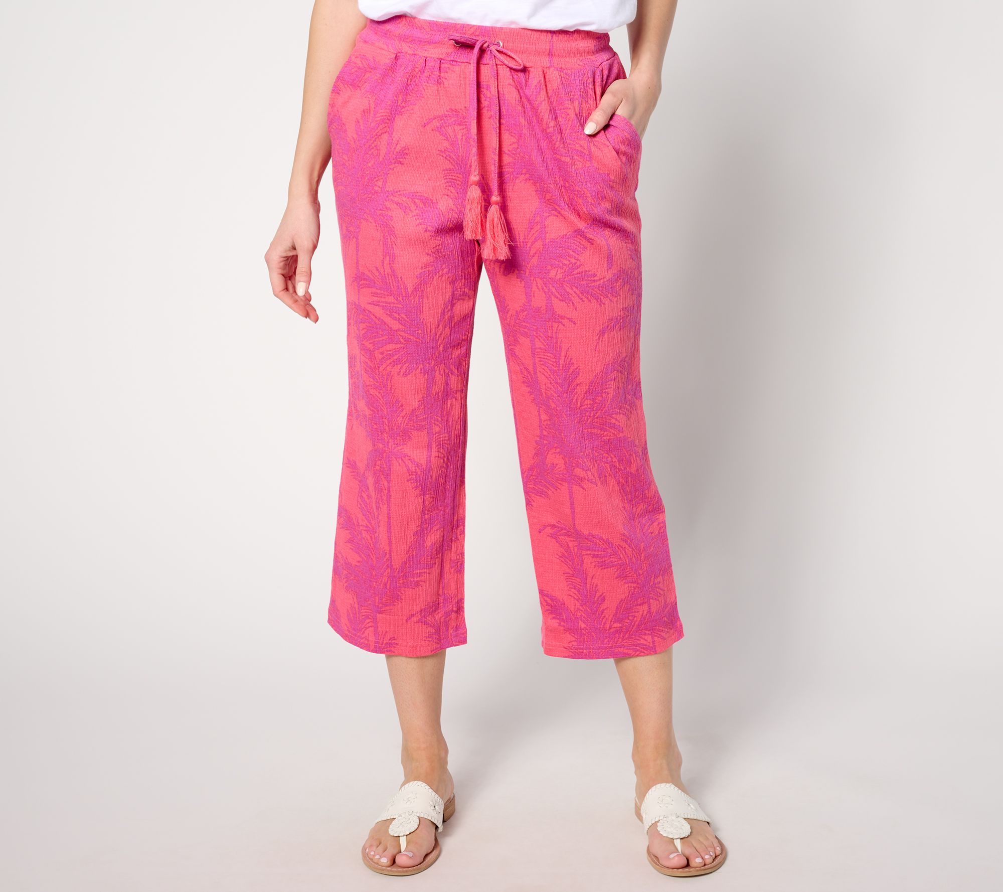 "As Is" Belle by Kim Gravel Reg Packabelle Paradise Palm Cropped Pant