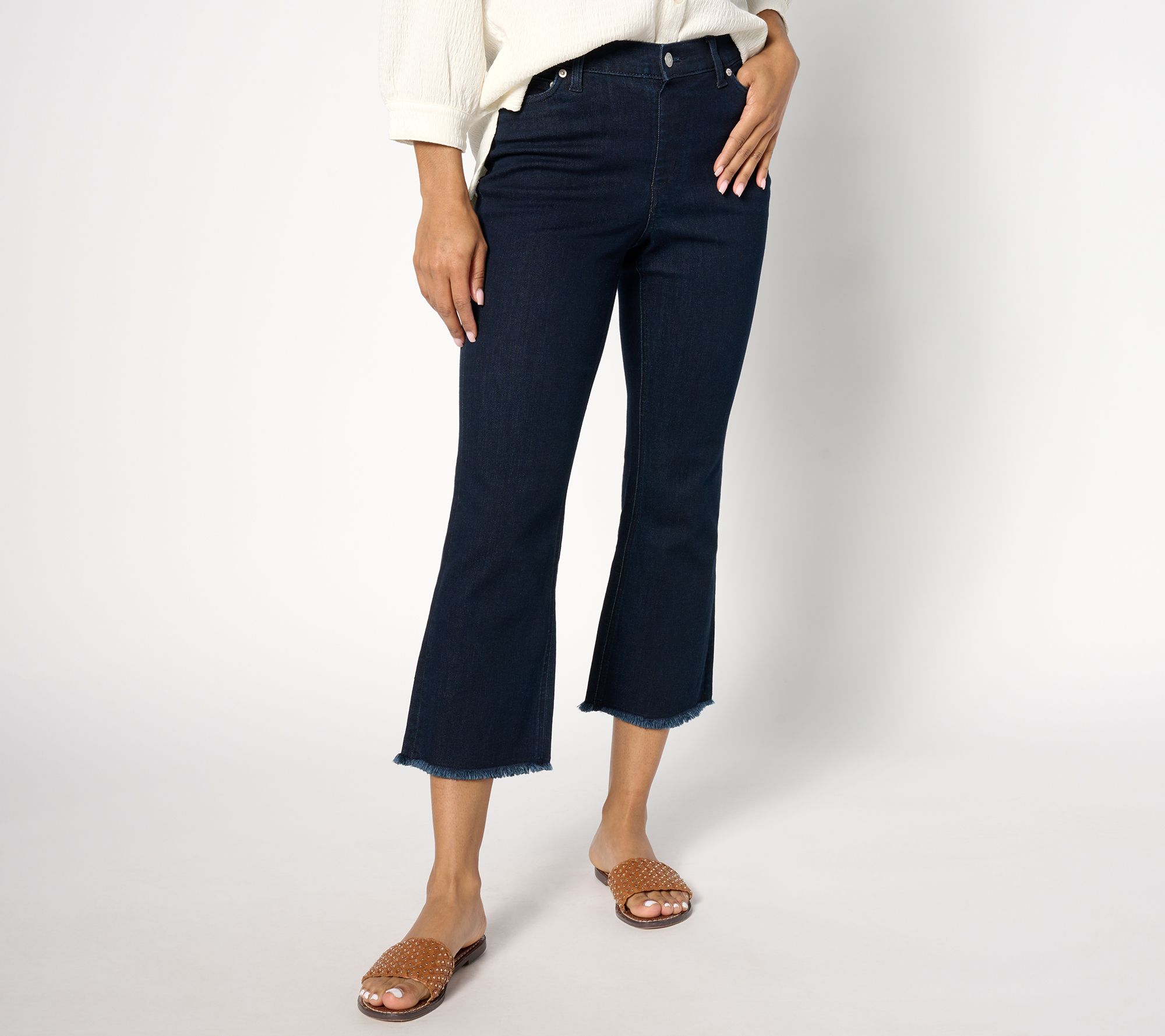 "As Is" Denim & Co. Petite Easy Stretch Mini Bootcut Crop Jean