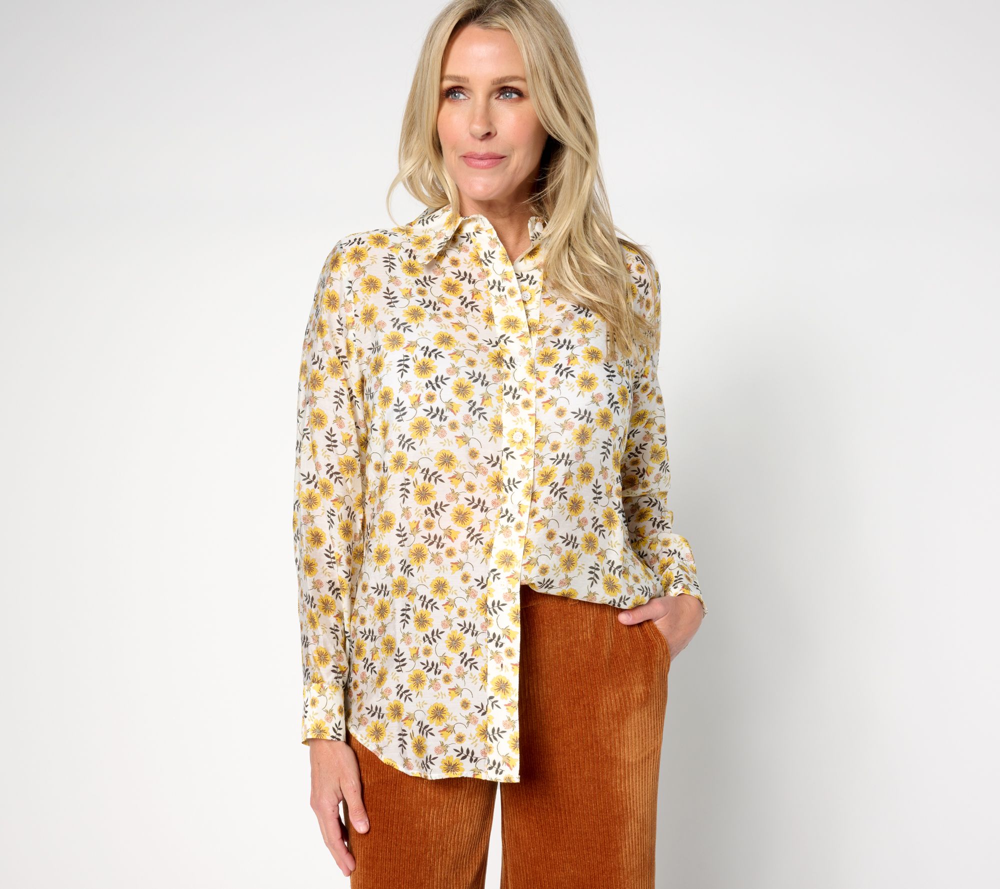 by Stacy London Printed Lightweight Cotton Shirt