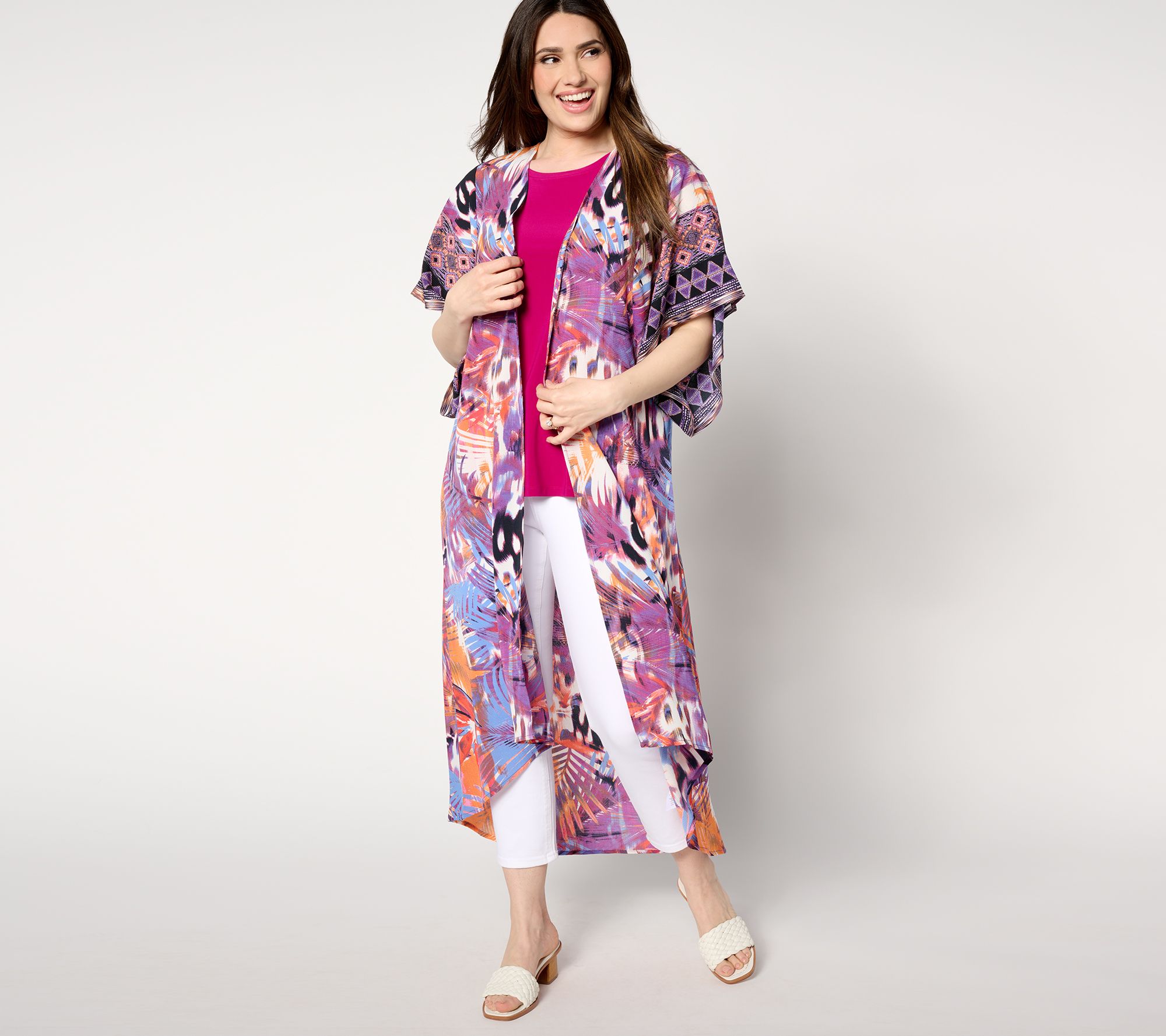 "As Is" Attitudes by Renee Petite Border Print Duster