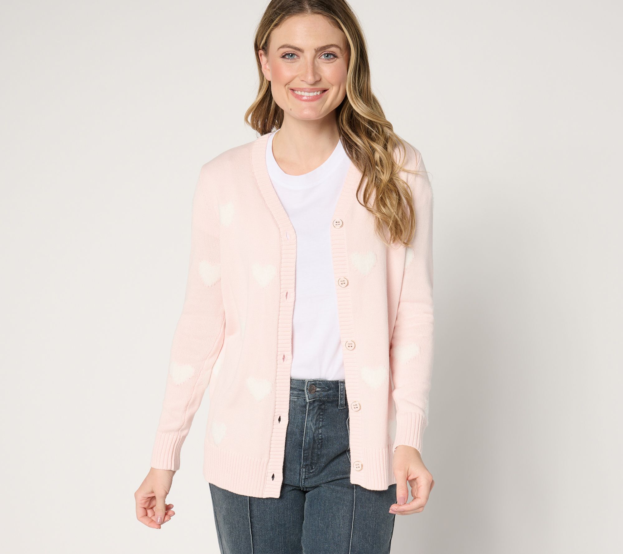 Belle by Kim Gravel Falling in Love Fuzzy Heart Cardigan