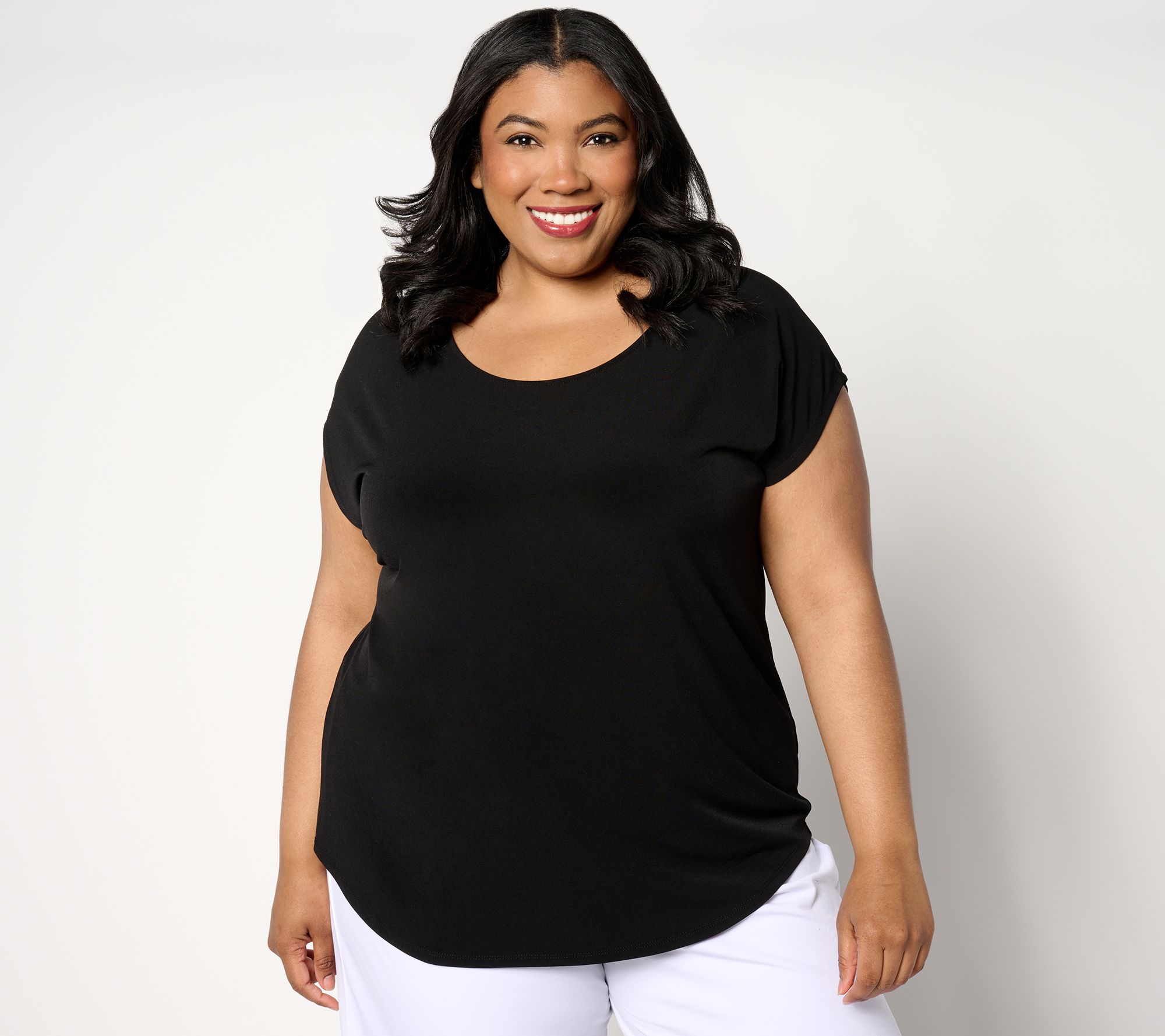 "As Is" Susan Graver Modern Essentials Liquid Knit Cap Sleeve Top