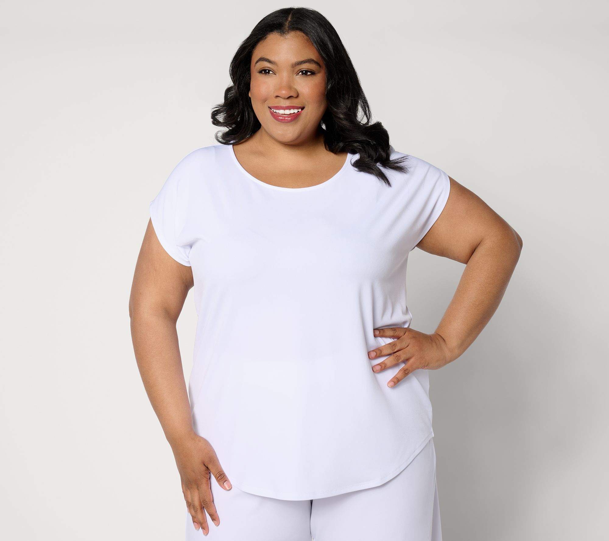 "As Is" Susan Graver Modern Essentials Liquid Knit Cap Sleeve Top