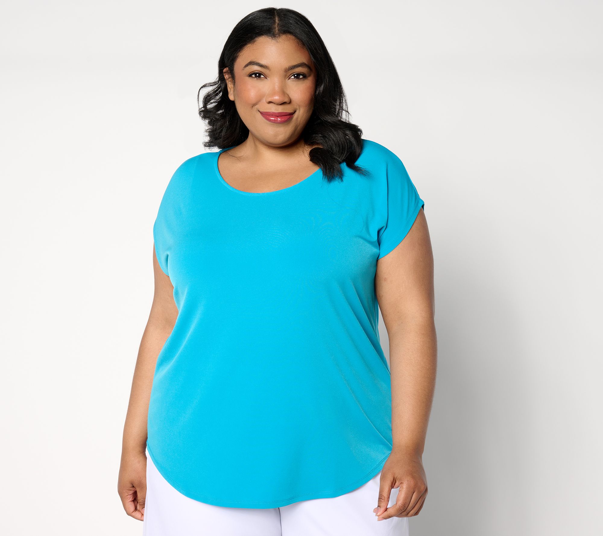 "As Is" Susan Graver Modern Essentials Liquid Knit Cap Sleeve Top